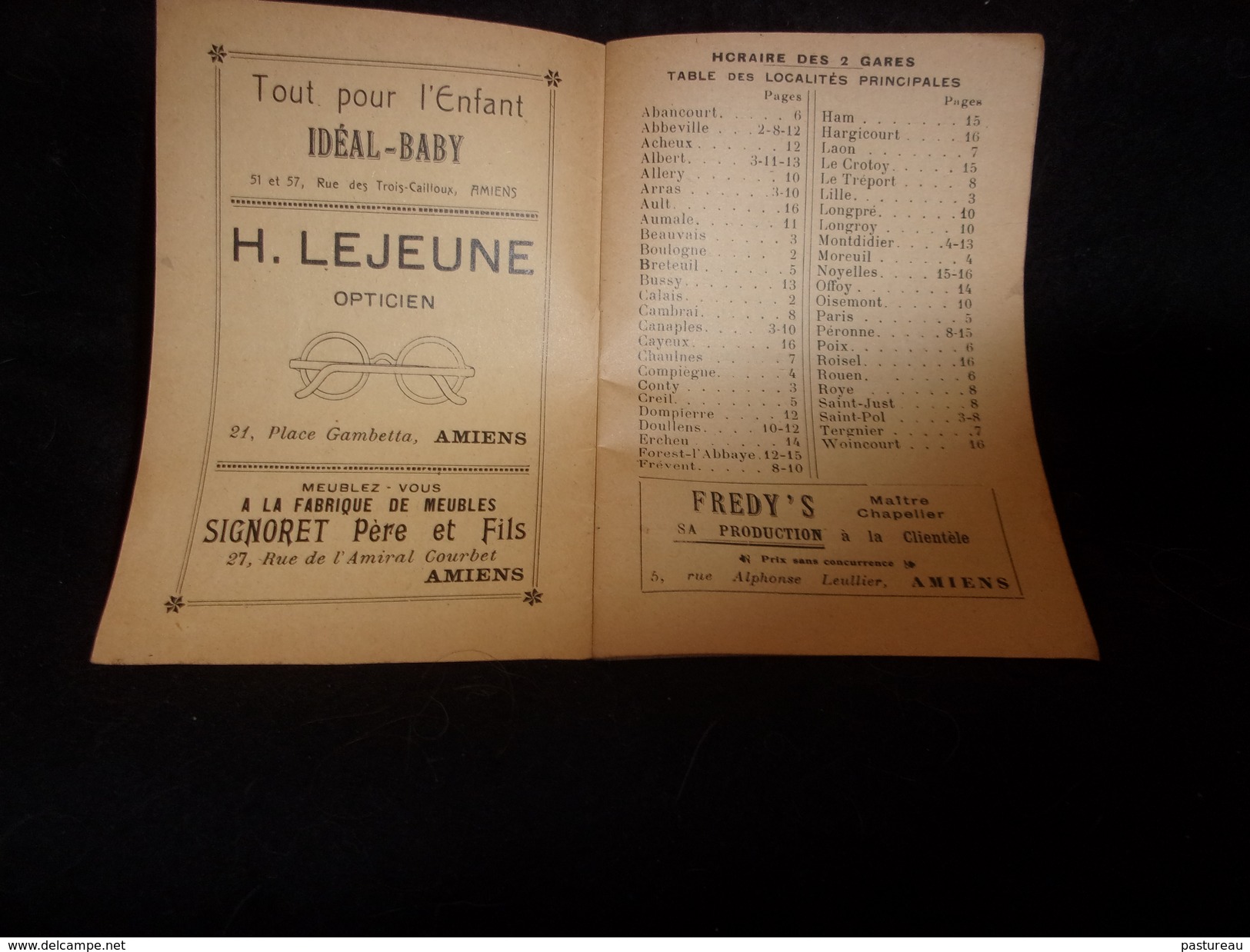 Amiens.Livret ' D ' Horaire Des 2 Gares.18 Pages .1931.Nombreuses Publicités Bière Delaporte Déménagement Etc.10 Scans - Europe