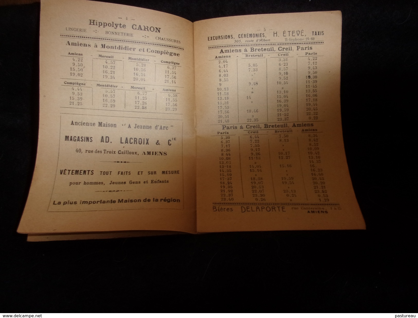 Amiens.Livret ' D ' Horaire Des 2 Gares.18 Pages .1931.Nombreuses Publicités Bière Delaporte Déménagement Etc.10 Scans - Europa