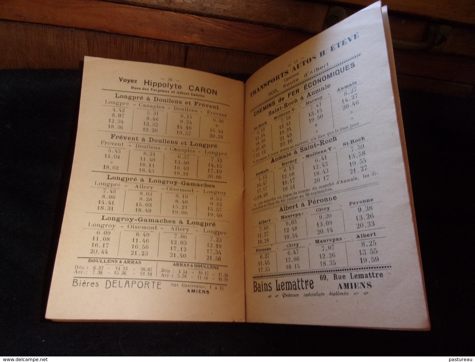 Amiens.Livret ' d ' Horaire des 2 Gares.18 Pages .1931.Nombreuses Publicités Bière Delaporte Déménagement etc.10 scans
