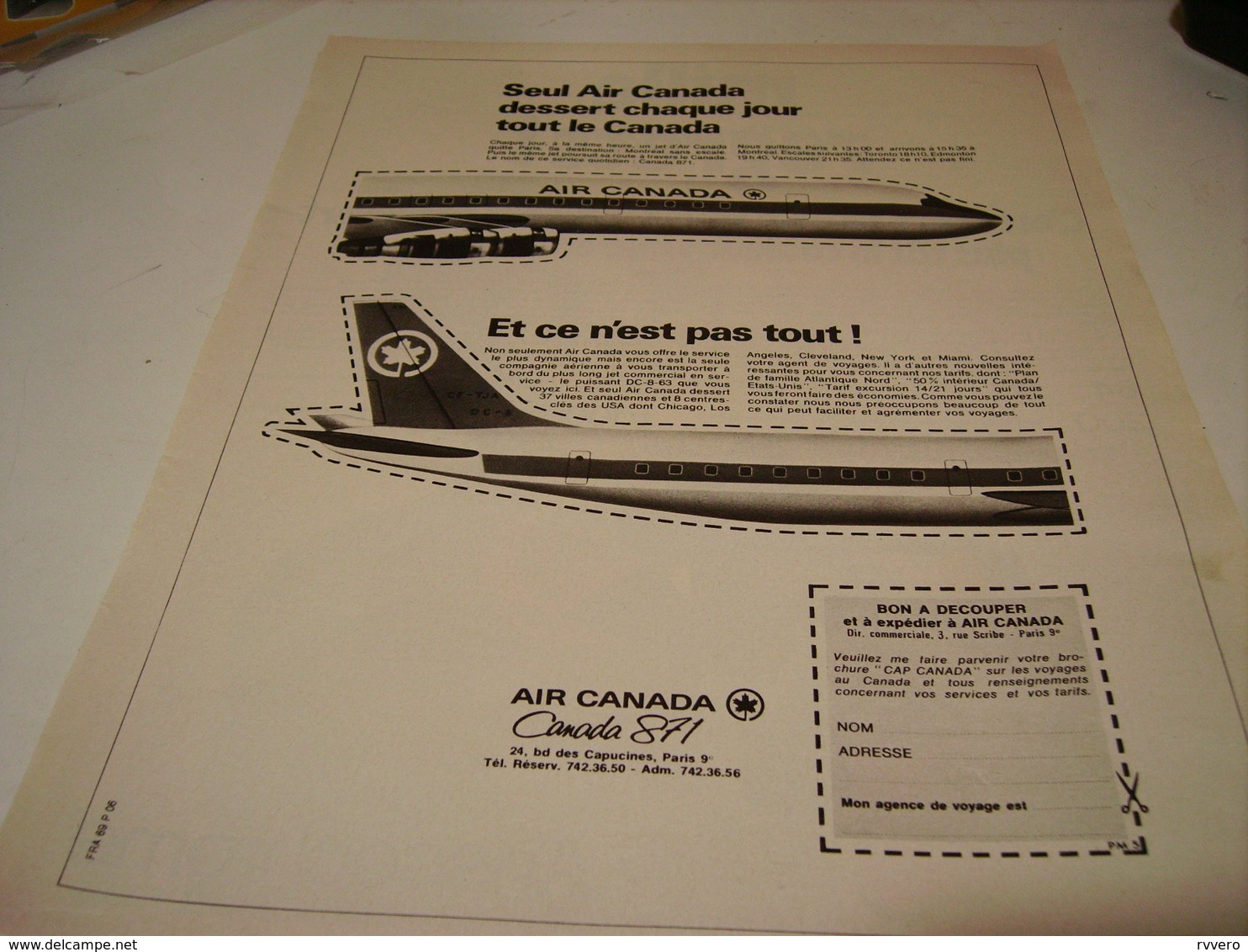 ANCIENNE PUBLICITE AIR CANADA 1969 - Pubblicità
