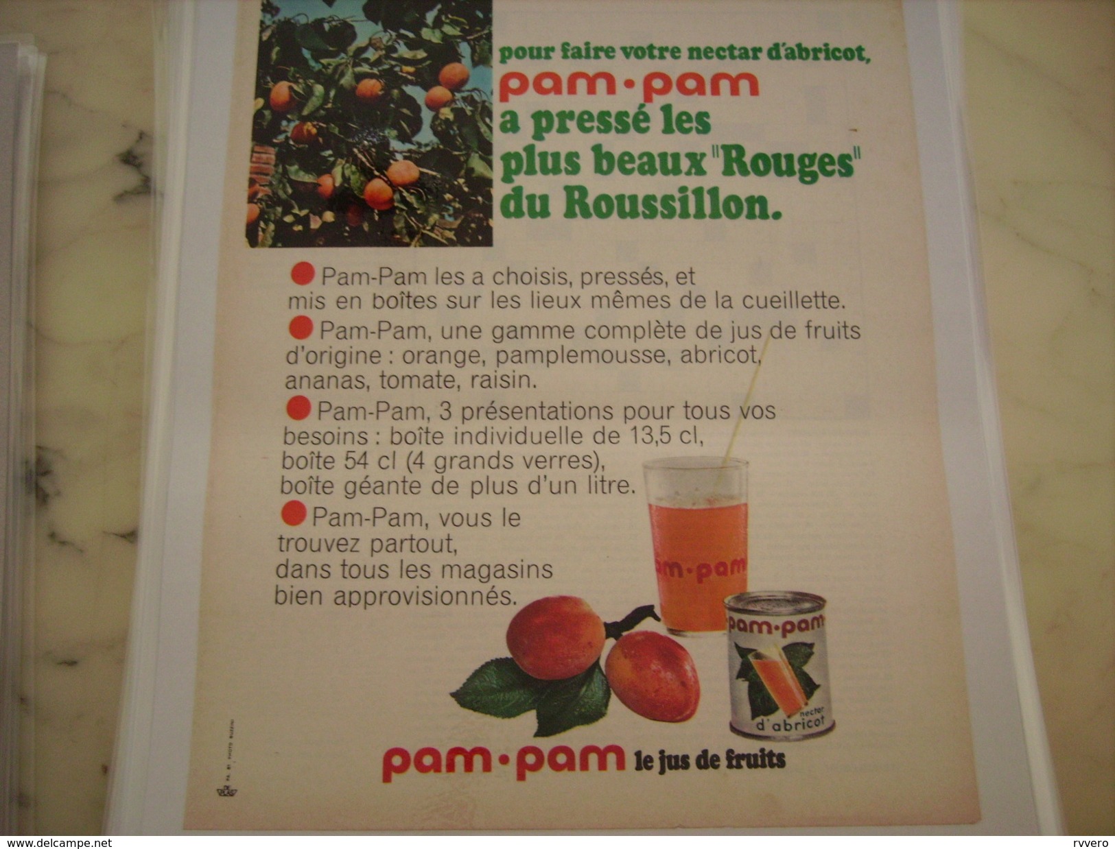 ANCIENNE PUBLICITE JUS DE FRUIT PAM PAM 1969 ROUGES DU ROUSSILLON - Affiches