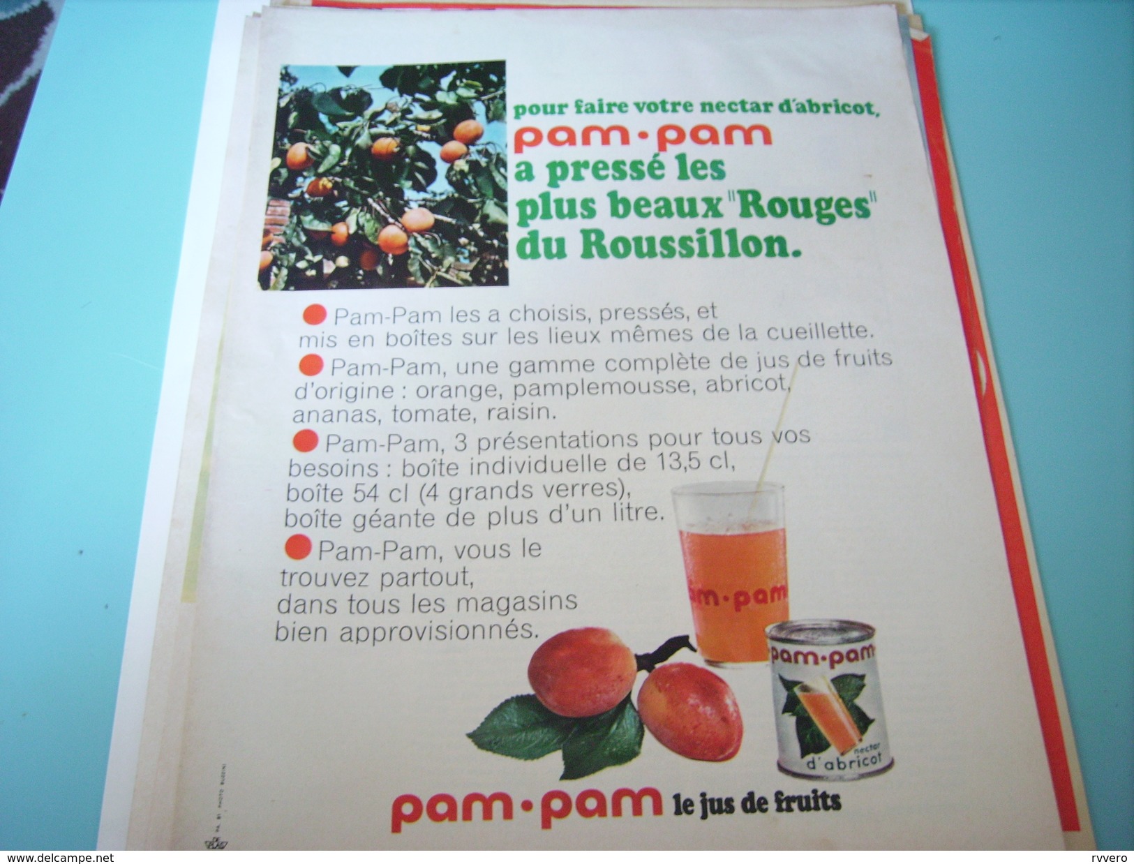 ANCIENNE PUBLICITE JUS DE FRUIT PAM PAM 1969 ROUGES DU ROUSSILLON - Affiches