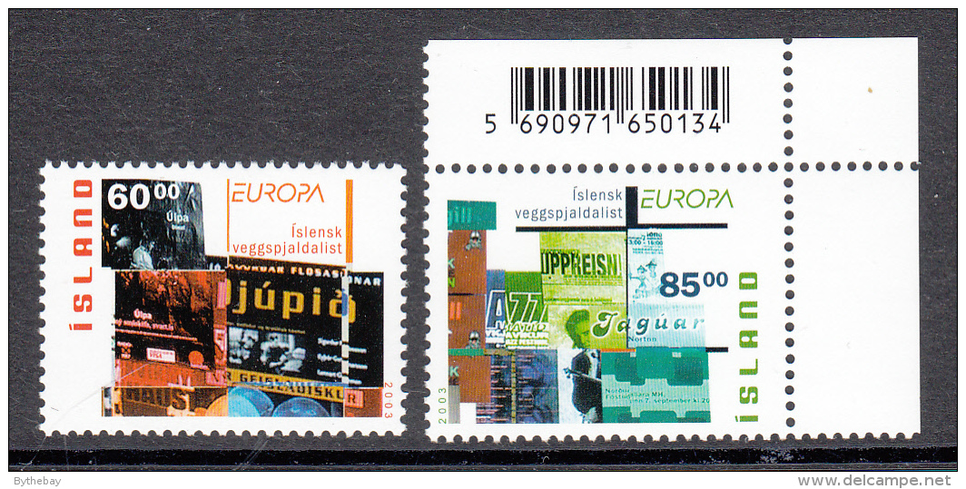 Iceland MNH 2003 Scott #993-#994 Set Of 2 Poster Art - EUROPA - Nuevos