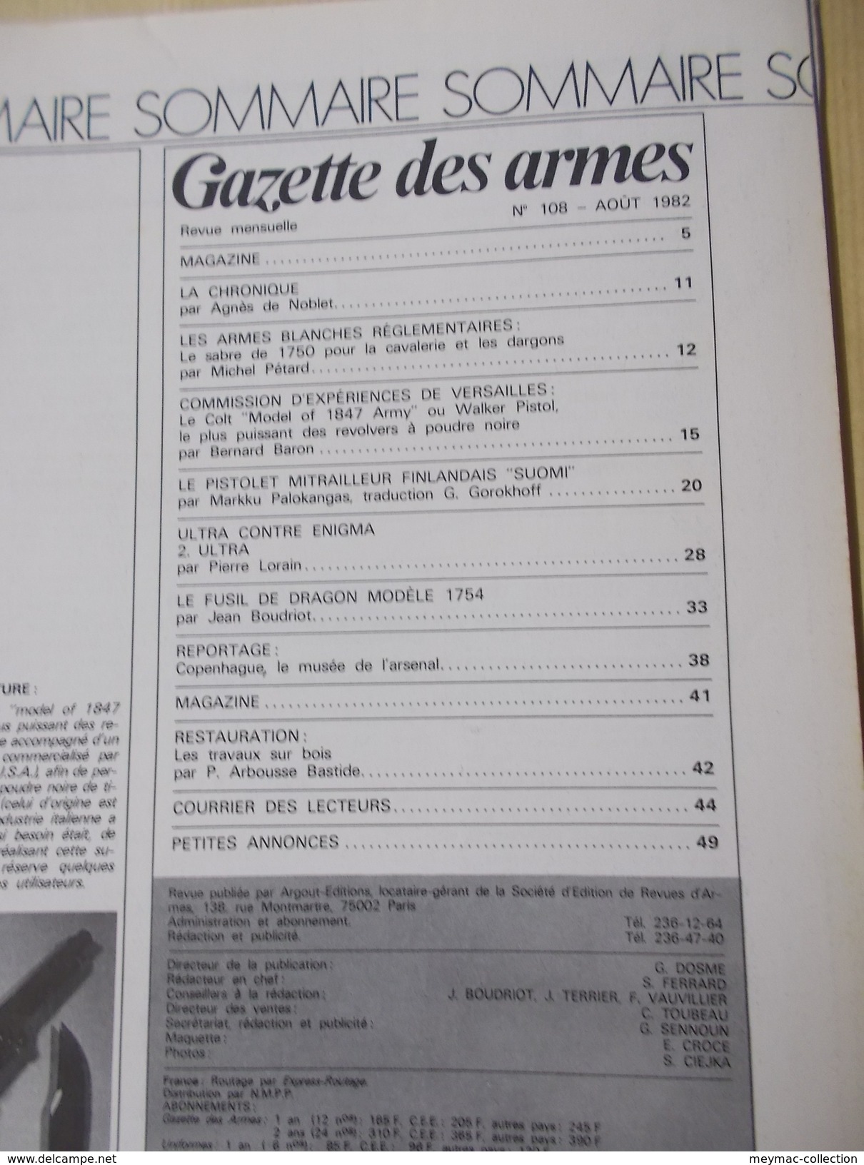 MILITARIA CIVIL REVUE LA GAZETTE DES ARMES PAR 6 NUMEROS ICI 107 AU 112 ANNEE 1982 Fusil Pistolet épée Munition Armée - French