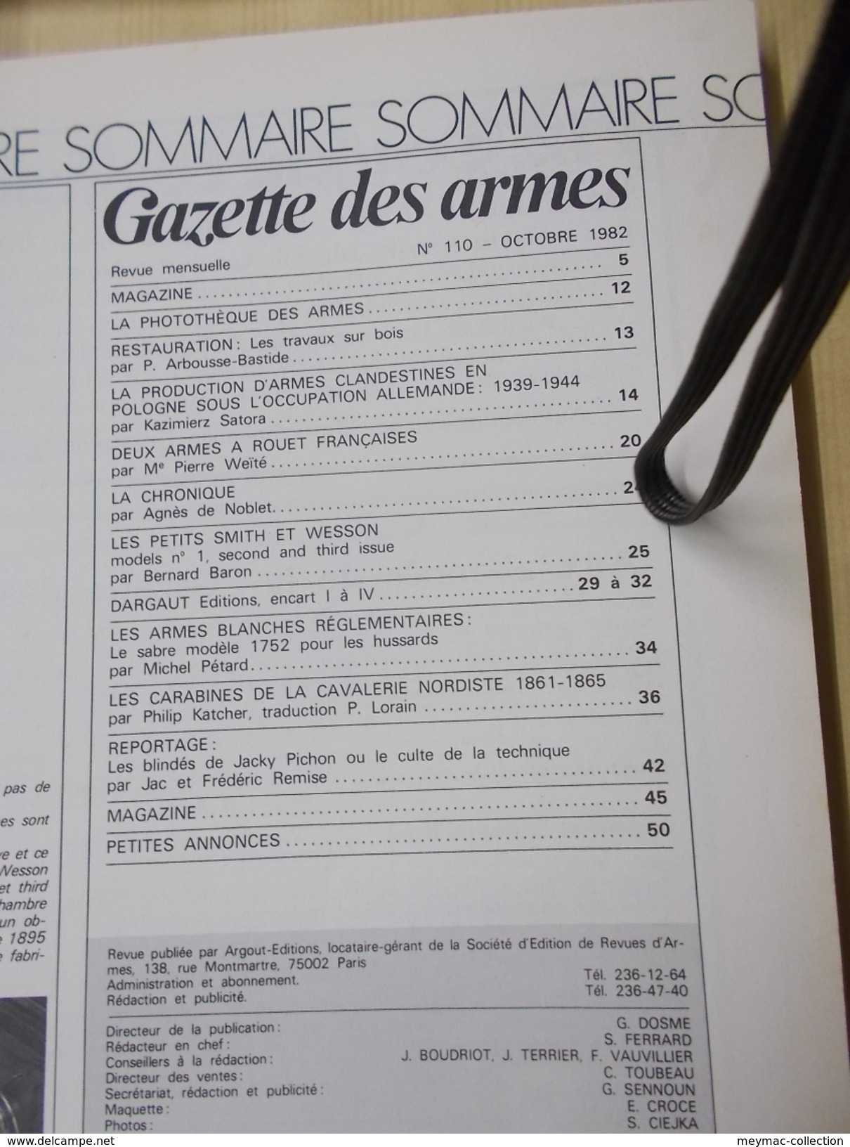 MILITARIA CIVIL REVUE LA GAZETTE DES ARMES PAR 6 NUMEROS ICI 107 AU 112 ANNEE 1982 fusil pistolet épée munition armée