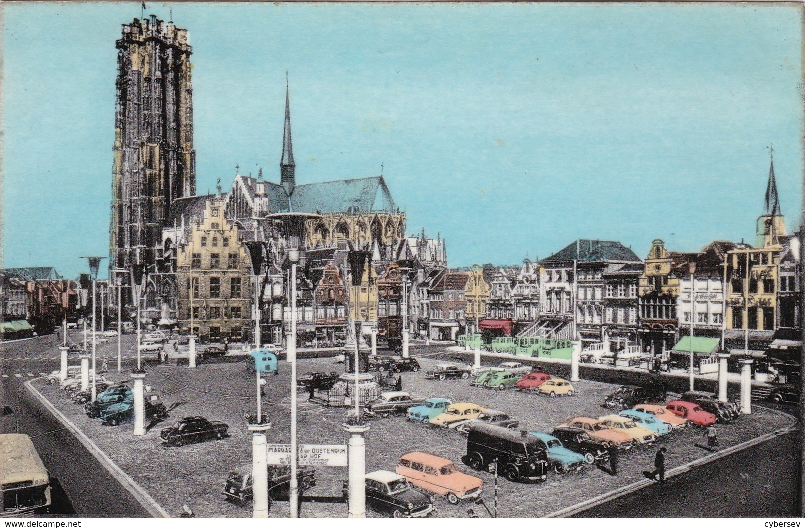 MECHELEN - MALINES - Hoofdkerk St-Rombout - Cathédrale St-Rombaut Carte Datée 1962 - Voitures Années 50/60 - Mechelen