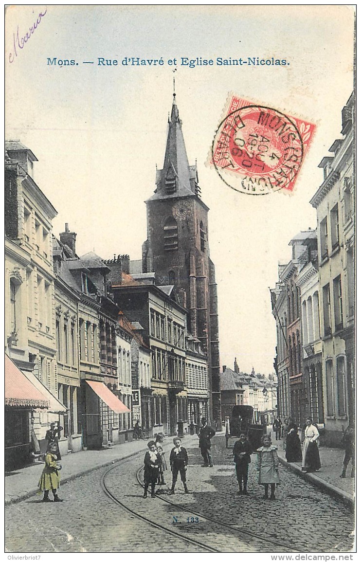 Mons - Rue D'Havré Et Eglise St.-Nicolas - Mons