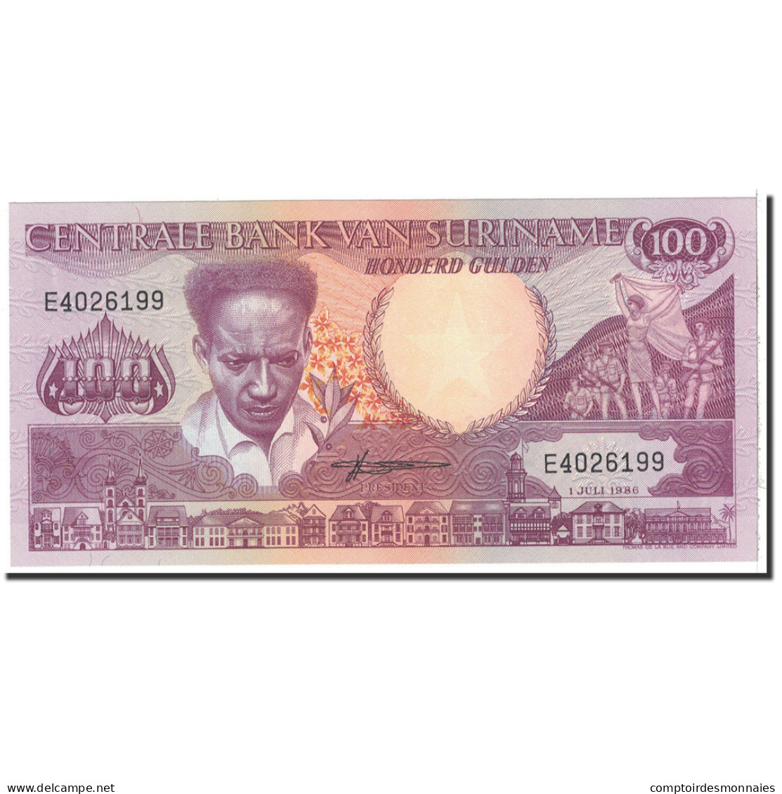 Billet, Surinam, 100 Gulden, 1986, 1986-10-01, KM:133a, NEUF - Surinam