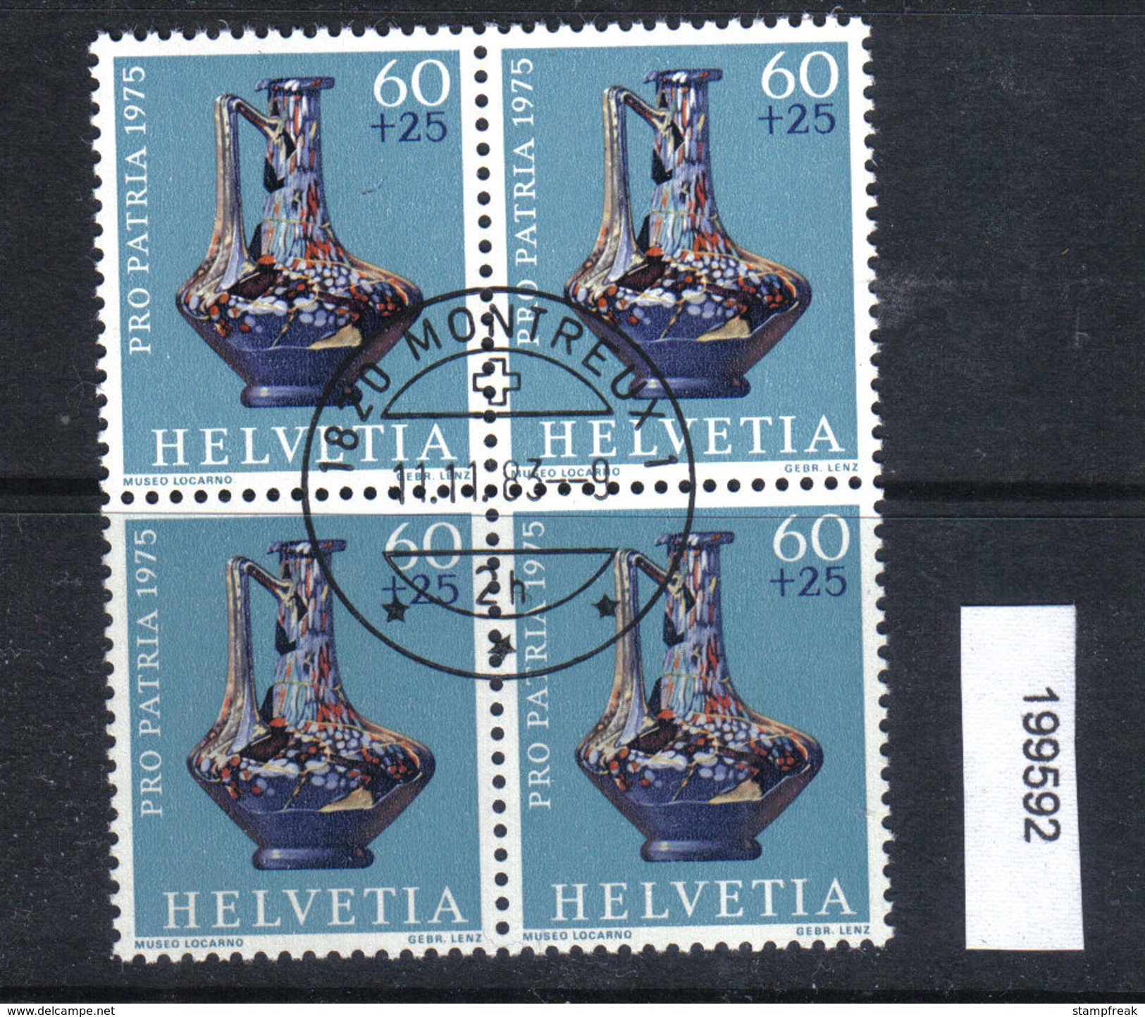 Schweiz PP 1975 Zst. 169 / Mi. 1056 Viererblock Ersttagsstempel - Archéologie