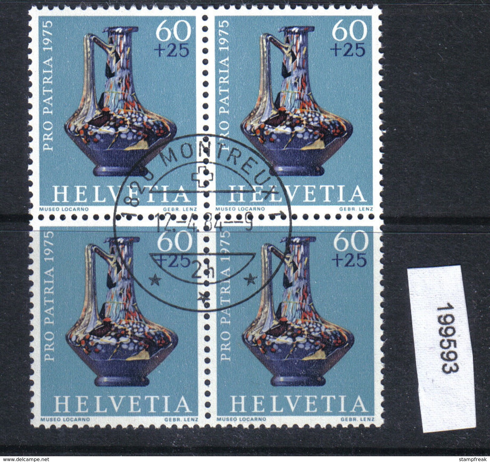 Schweiz PP 1975 Zst. 169 / Mi. 1056 Viererblock Ersttagsstempel - Archäologie