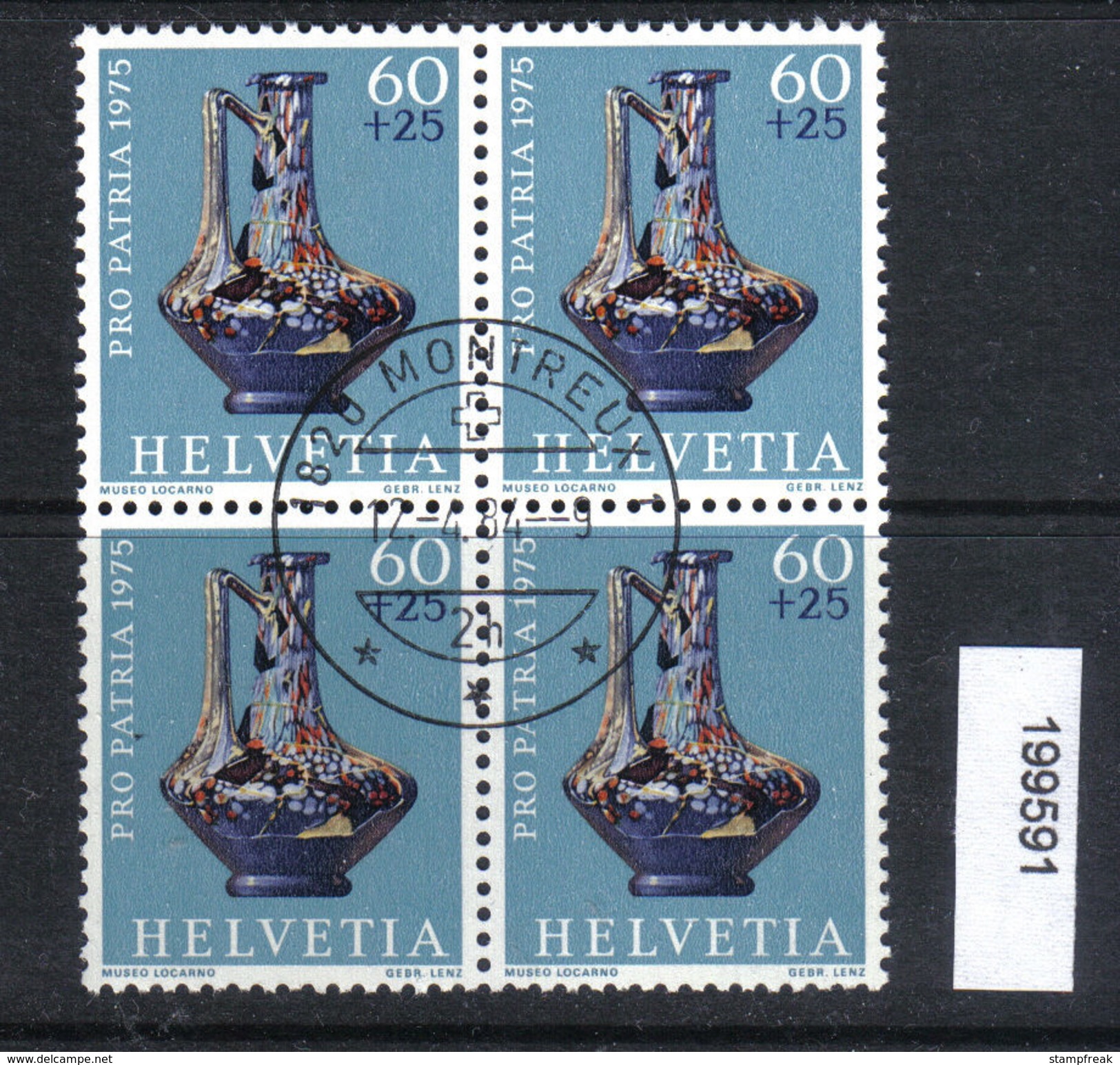 Schweiz PP 1975 Zst. 169 / Mi. 1056 Viererblock Ersttagsstempel - Archéologie