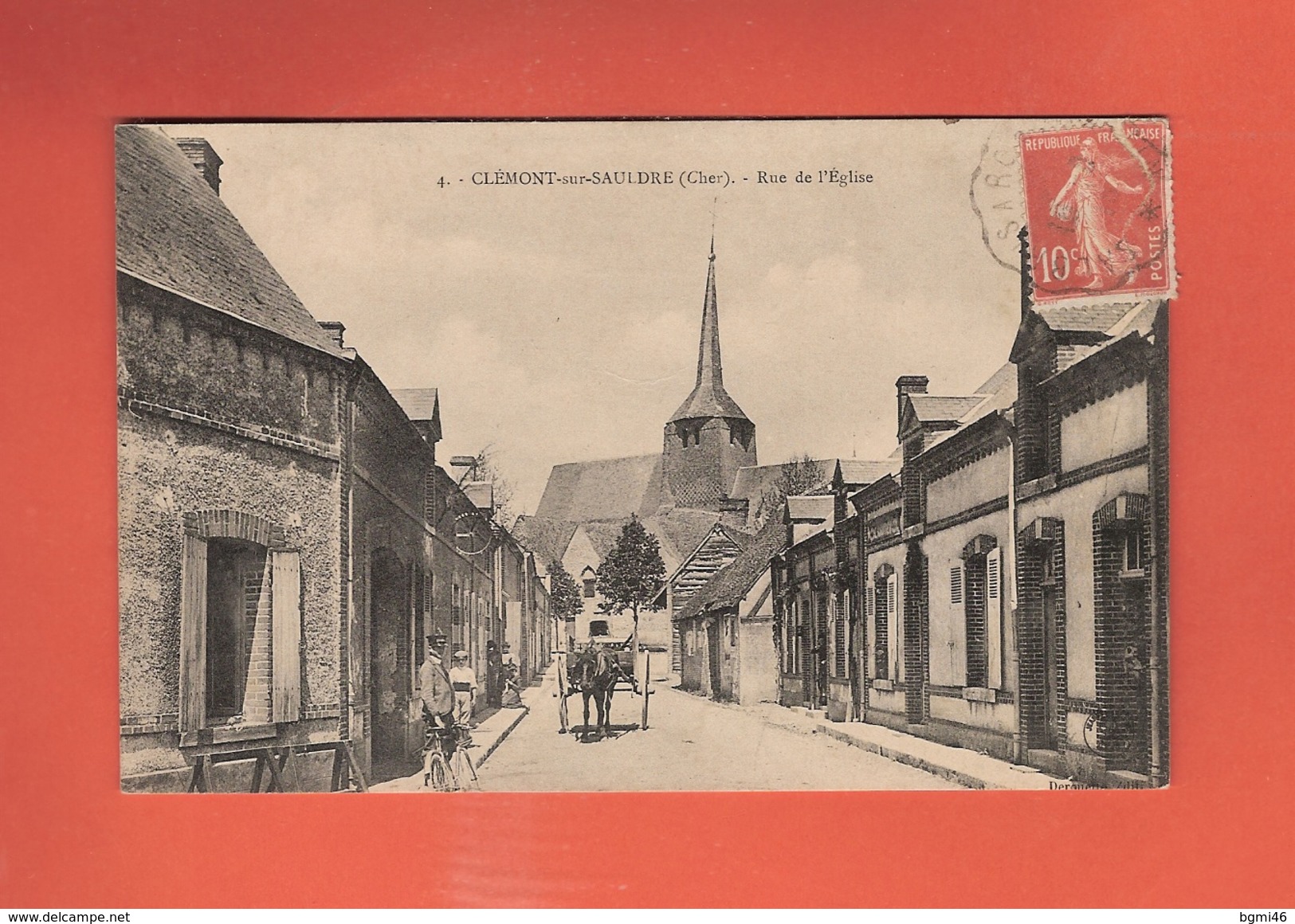 * CPA..dépt 18..CLEMONT Sur SAULDRE..Rue De L' Eglise..n°4  : Voir 2 Scans - Clémont