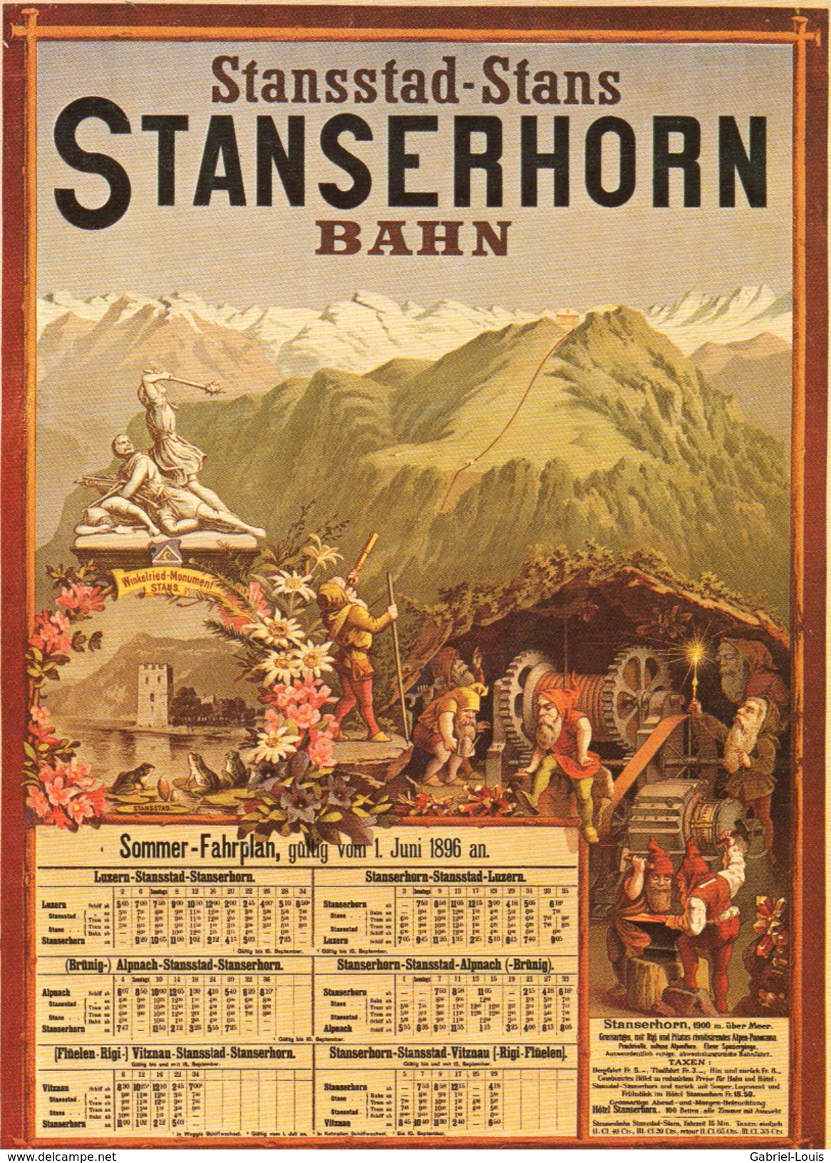 REPRODUCTION Plakat Für Stanserhorn Bahn, 1893 / Stansstad Stans - Stans