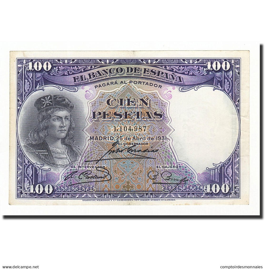 Billet, Espagne, 100 Pesetas, 1931, 1931-04-25, KM:83, SUP - 100 Pesetas