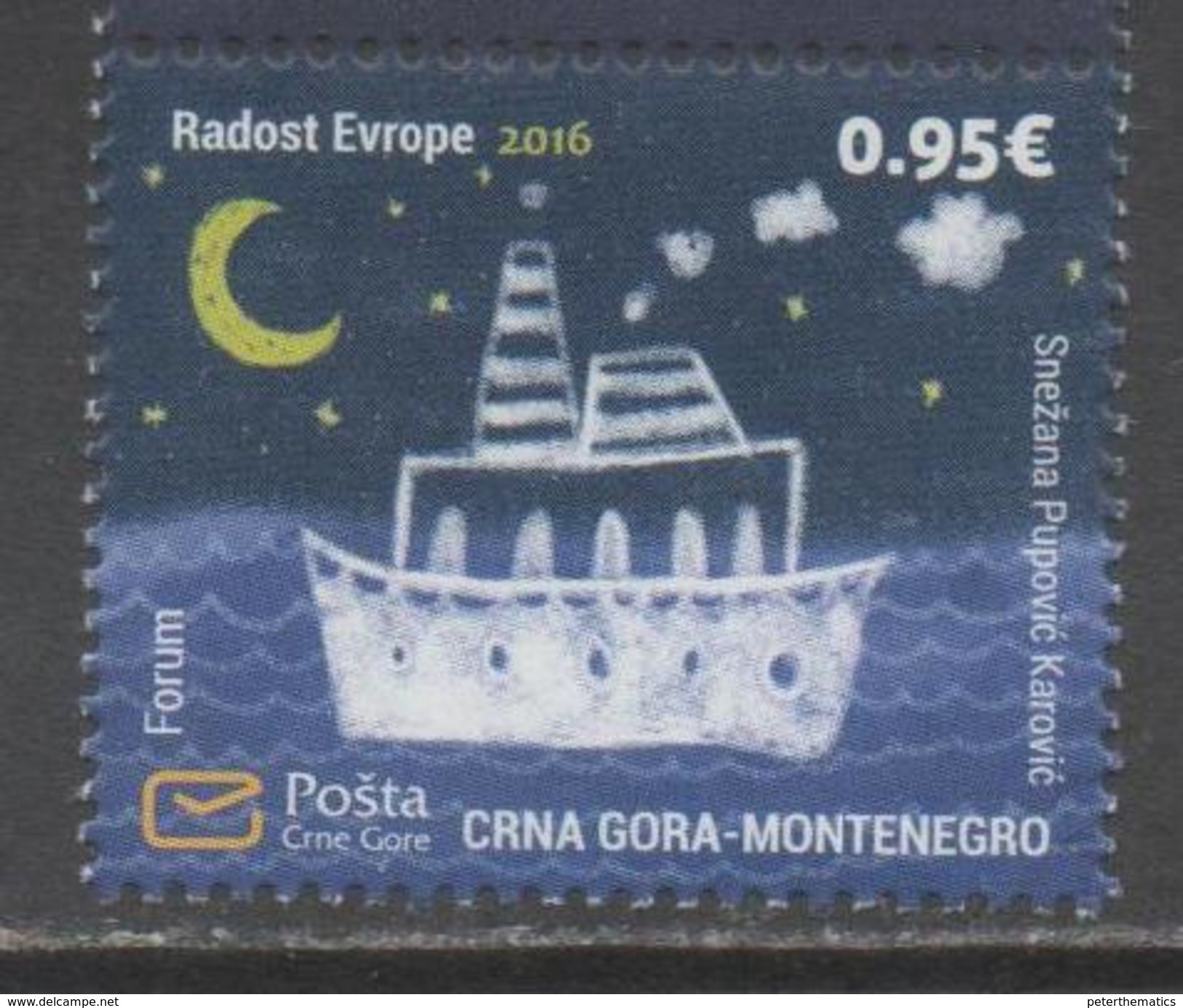 MONTENEGRO,2016, MNH, CHILDREN'S DRAWINGS, JOY OF EUROPE, SHPS,  1v - Barche