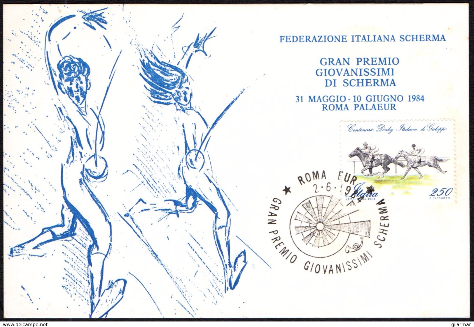 FENCING ITALIA ROMA 2.06.1984 - GRAN PREMIO GIOVANISSIMI DI SCHERMA - CARTOLINA UFFICIALE - Scherma
