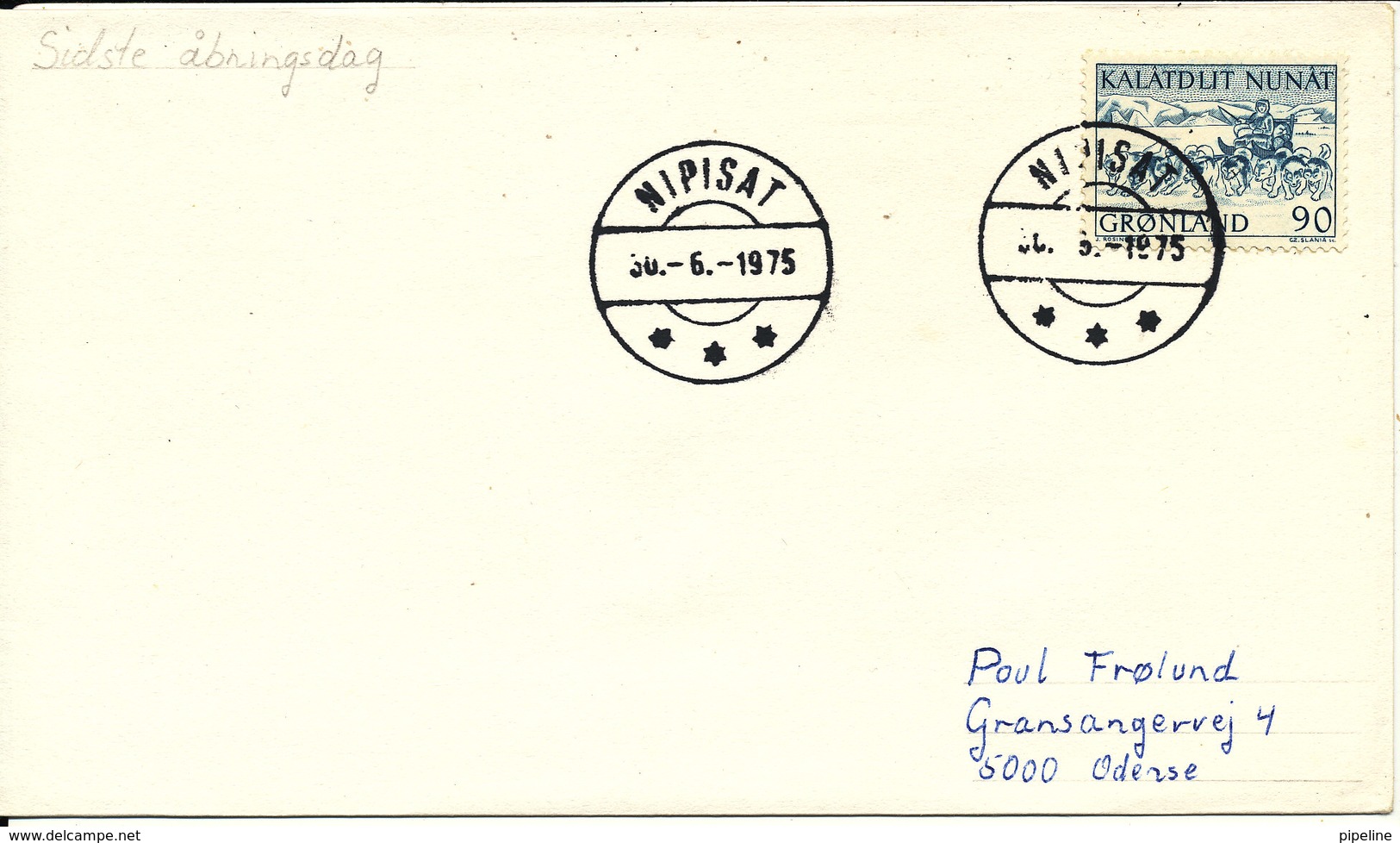 Greenland Cover LAST DAY CANCEL Nipisat 30-6-1975 - Storia Postale