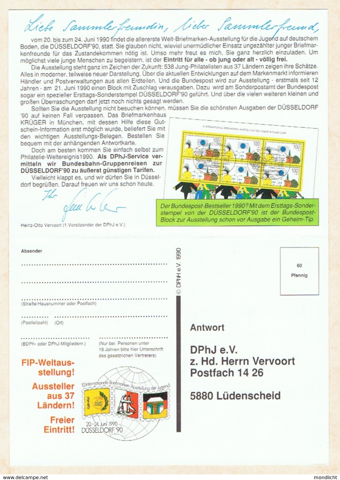 Privat-Ganzsache Mit Antwortkarte, 1990. - Cartes Postales Privées - Oblitérées