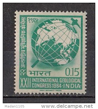 INDIA, 1964, Geological Congress., Geology, Globe, Science Study Of Earth History, Climate, Mineral, Rock, MNH, (**) - Unused Stamps