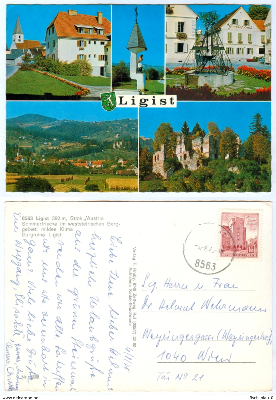 Mehrbild-AK 8563 Ligist Burgruine Ruine  Österreich Steiermark Weststeiermark Verlag F. Hruby Austria Ansichtskarte AUT - Ligist