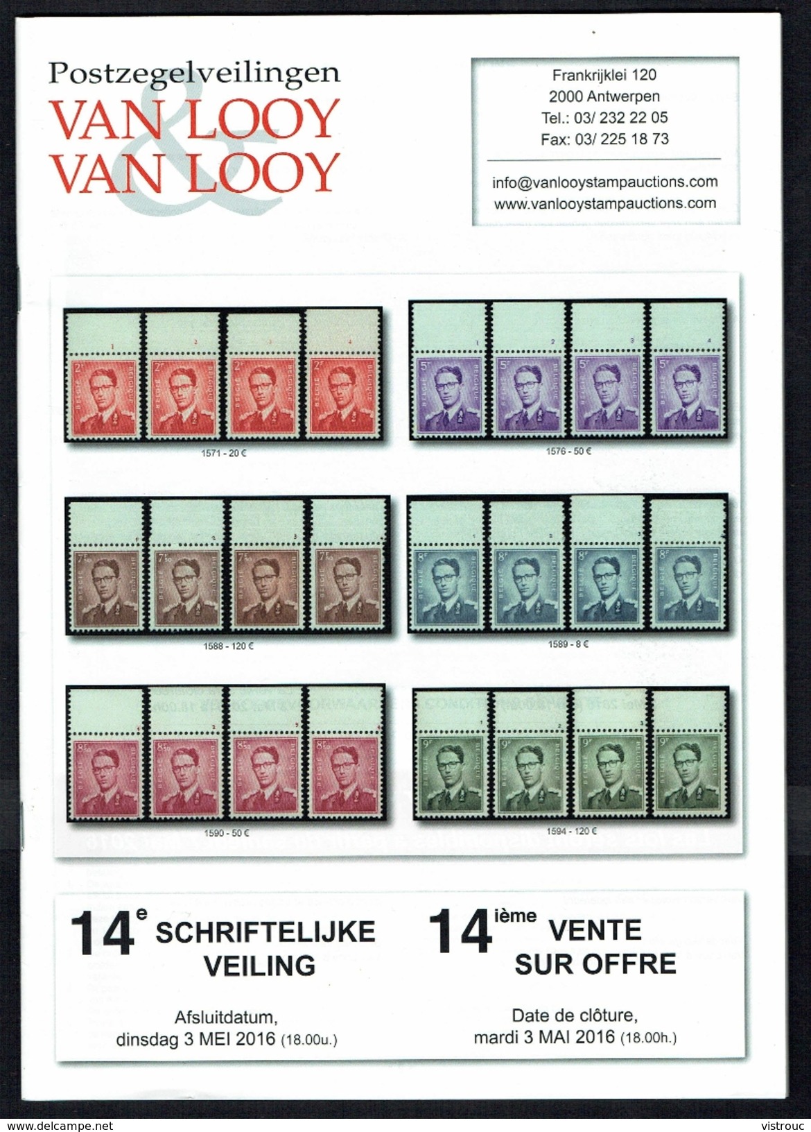 Maison VAN LOOY -  14 E Vente - Anvers - Mai 2016. - Catalogi Van Veilinghuizen