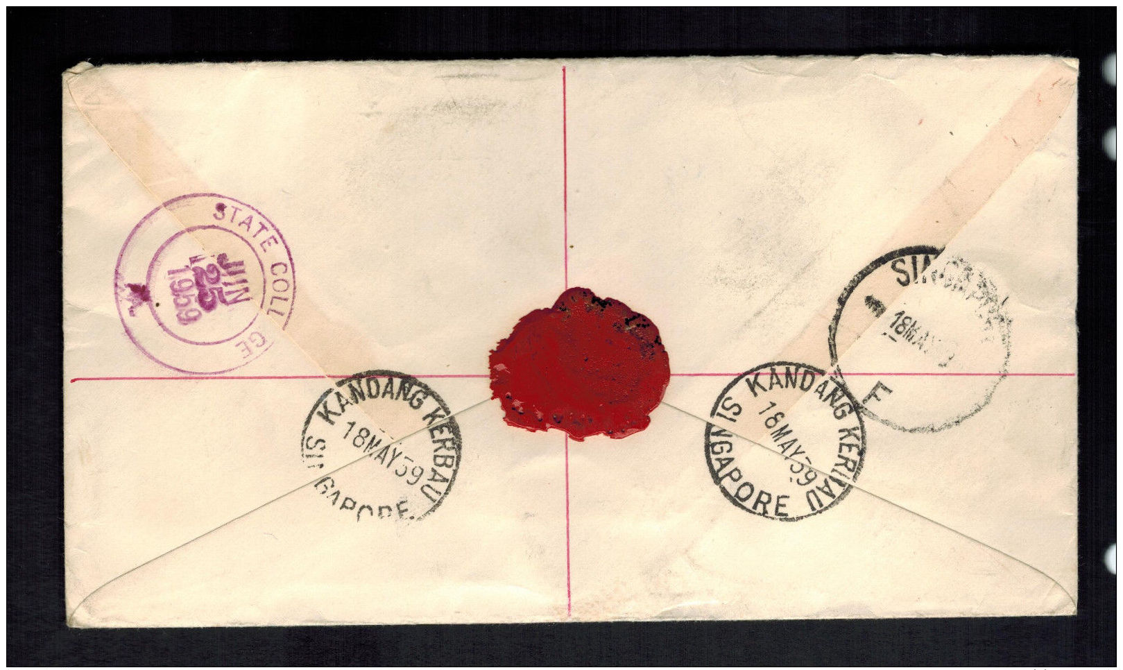 1959 Malaya Malacca Coronation To USA Cover Queen Elizabeth II QE2 Red Wax Seal - Other & Unclassified