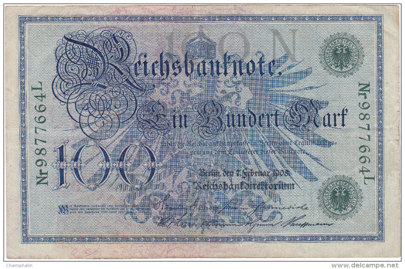 Allemagne - Billet De 100 Mark - 7 Février 1908 - Sceau Vert - 100 Mark