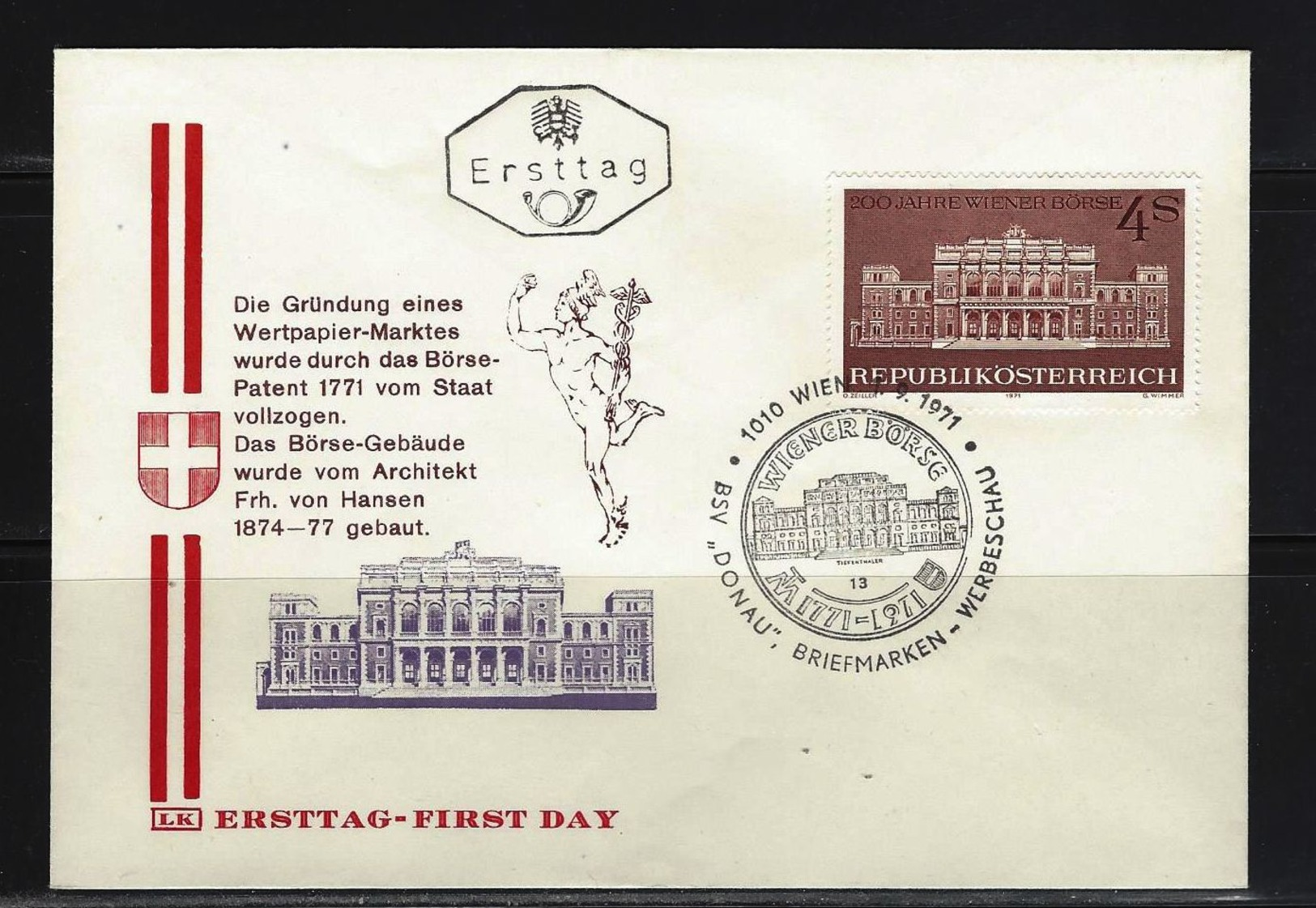 ÖSTERREICH - FDC Mi-Nr. 1367 - 200 Jahre Wiener Börse Stempel Wien (23) - FDC