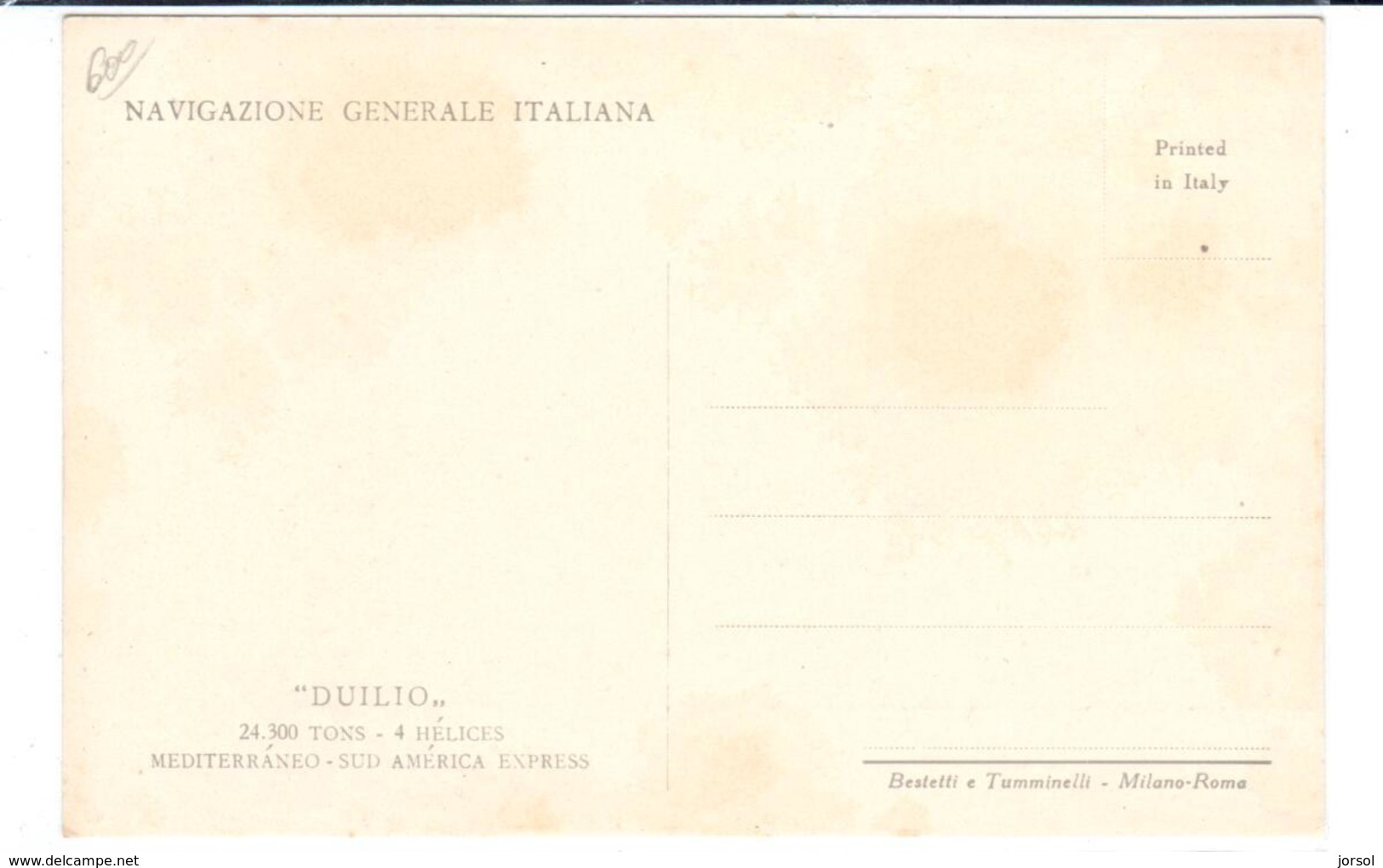 POSTAL    DULIO -MEDITERRANEO-SUD AMERICA ( 24.300 TONS-4 HÉLICES ) - Otros & Sin Clasificación