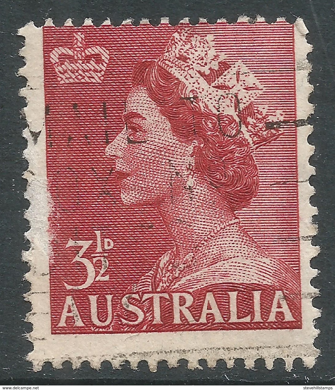 Australia. 1953-6 QEII Definitives. 3½d Used. No Watermark. SG 262a - Used Stamps