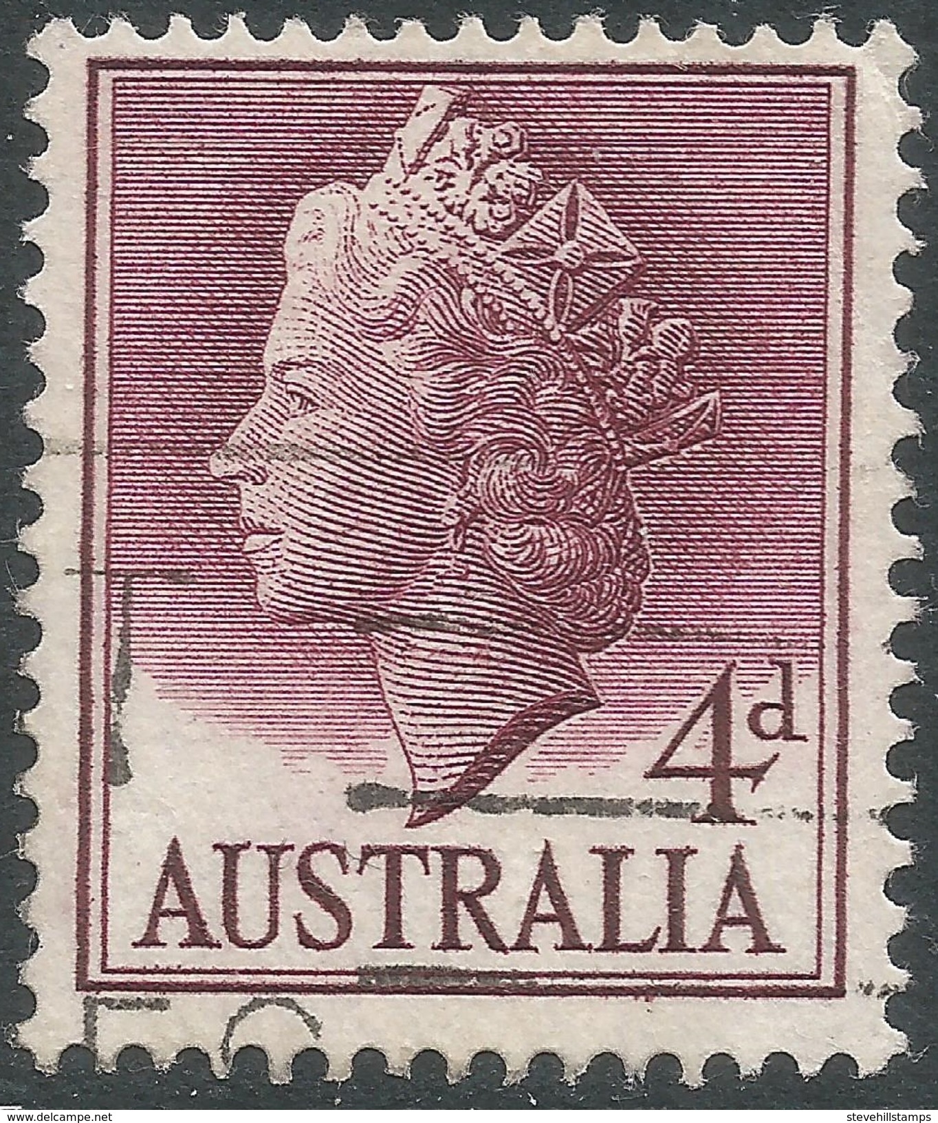 Australia. 1955-7 QEII Definitives. 4d Used. SG 282a - Used Stamps