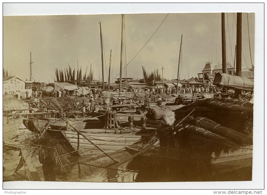 Chine Tianjin Tien-Tsin Douane Fluviale Sur Le Pei Ho Hai He Ancienne Photo 1906 - Places