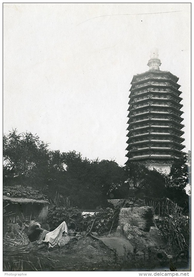 Chine Pékin Beijing Pagode Du Temple De Tianning Ancienne Photo 1906 - Places