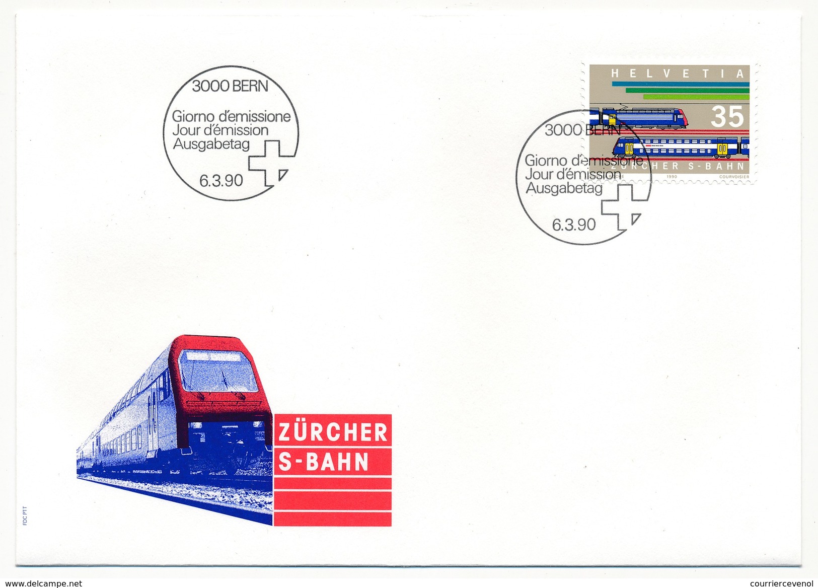 SUISSE - 5 Enveloppes FDC - Timbres Spéciaux : Union Philatélique, Trains, Communes De Montagne, Hockey S/glace - FDC