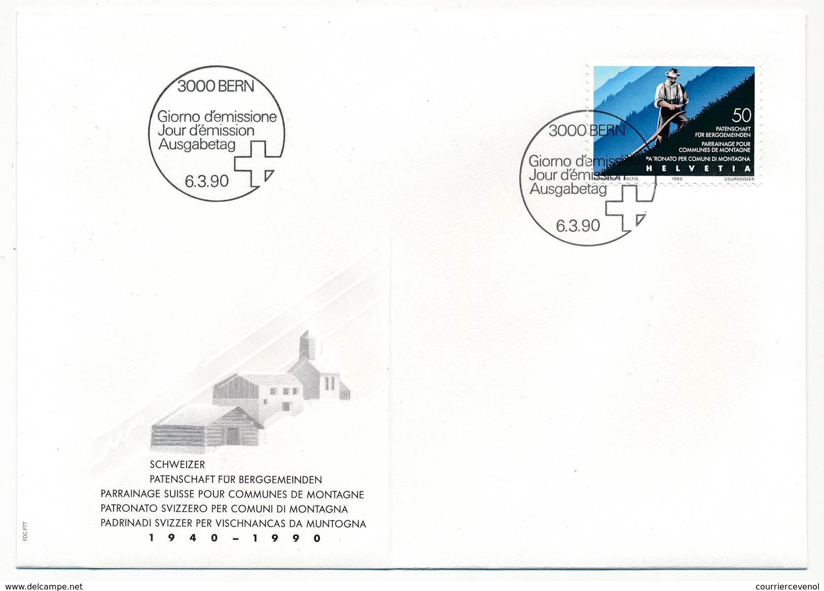 SUISSE - 5 Enveloppes FDC - Timbres Spéciaux : Union Philatélique, Trains, Communes De Montagne, Hockey S/glace - FDC