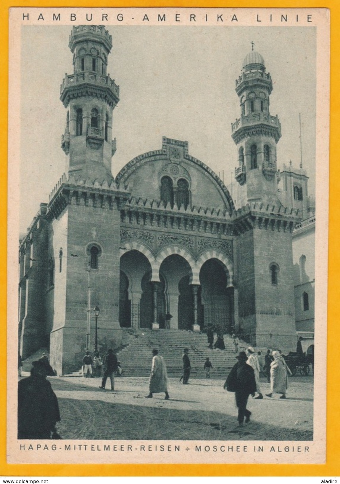 1928 - Télégramme CP D'Alger, Algérie, Colonie France Vers Willichshof, Allemagne - EMA Hamburg Amerika Linie - Covers & Documents