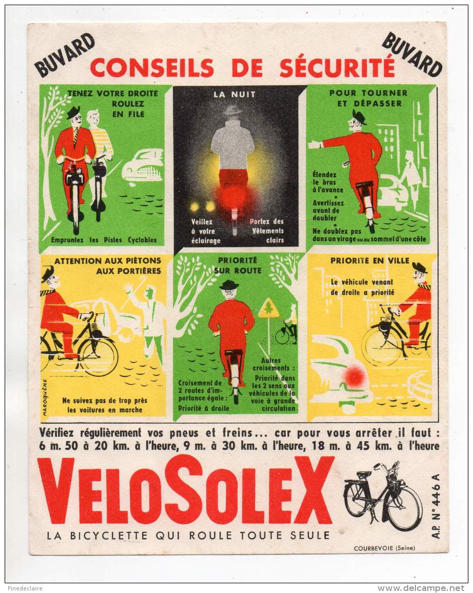 Buvard - Vélosolex - Conseil De Sécurité - Marceau, Montargis - Moto & Vélo