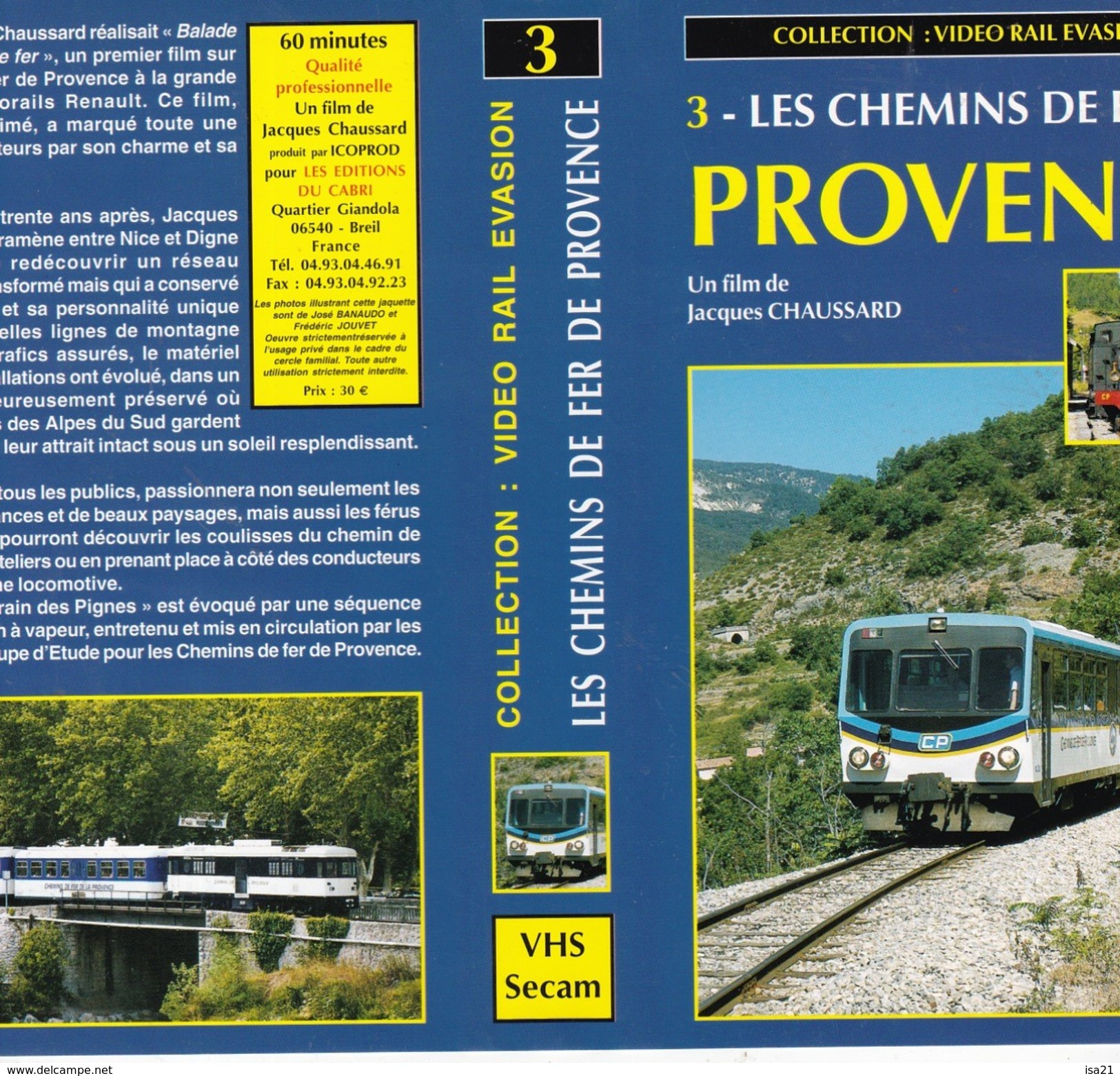 Cassette Sur Les Chemins De Fer De Provence  60 Mn Prix 30 Euros à L'origine - Documentary