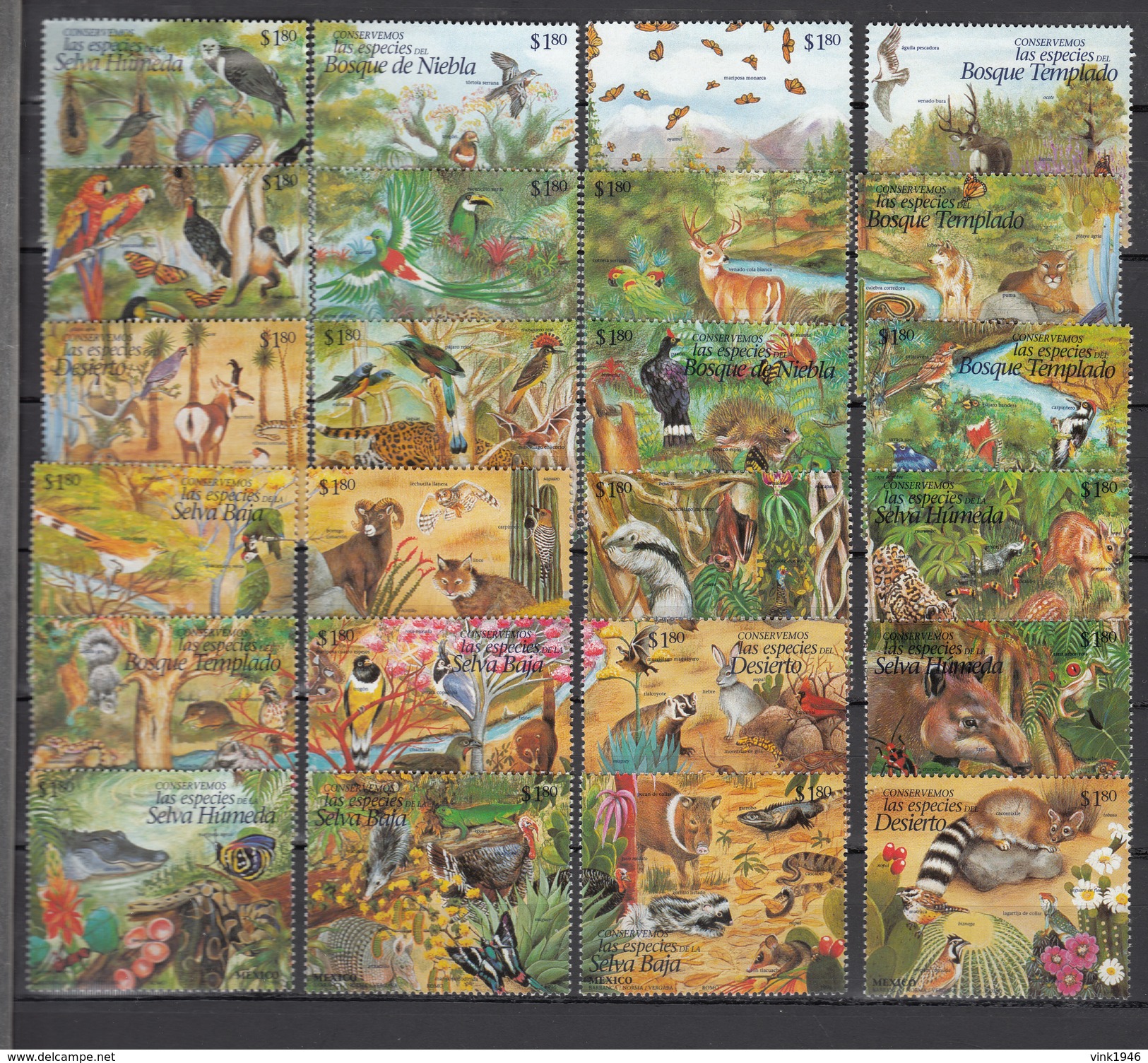 Mexico 1996,24V In Compl Set,birds,vogels,vögel,oiseaux,pajaros,uccelli,aves,mammals,other Animals,MNH/Postfris(C240) - Autres & Non Classés