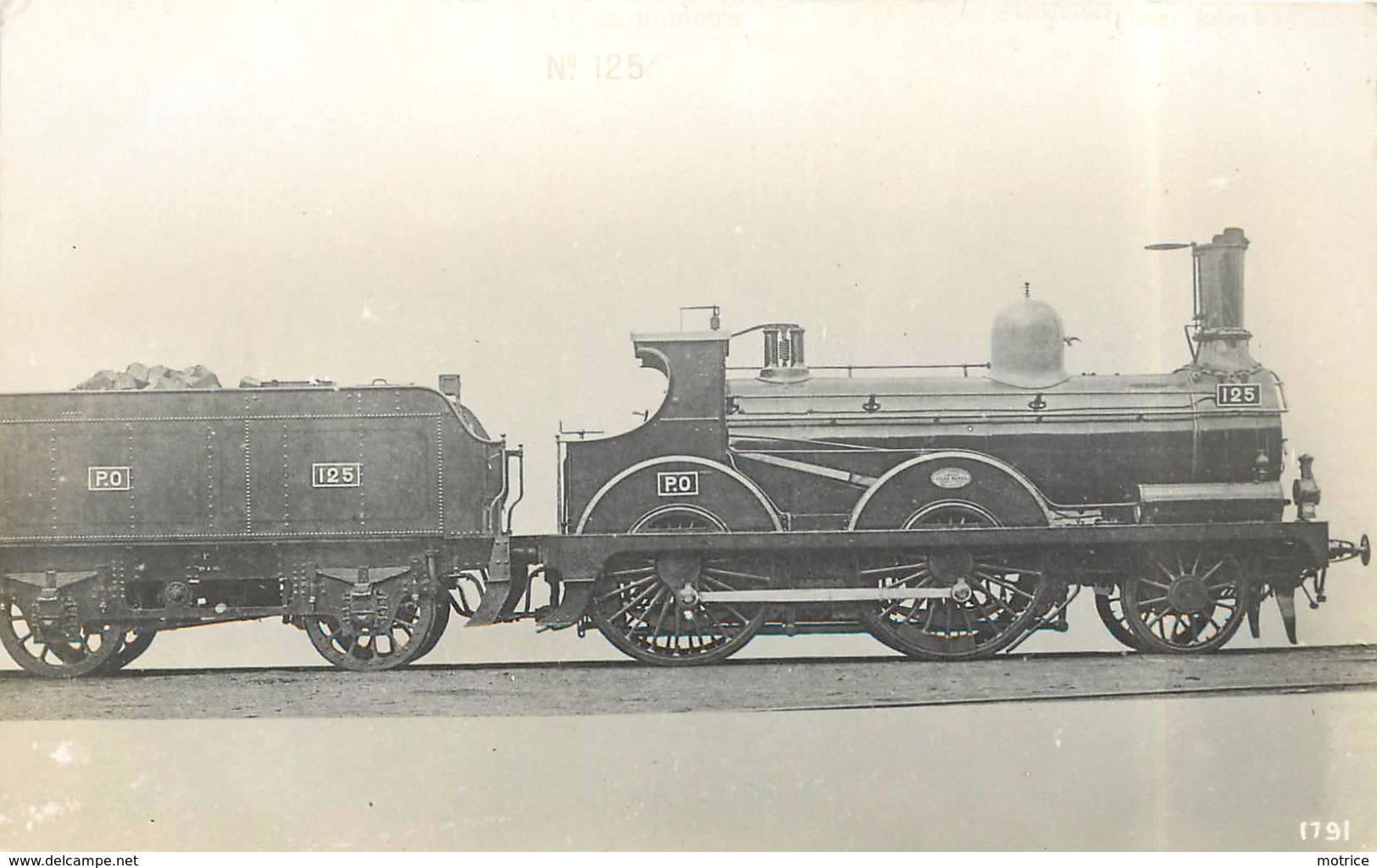 LOCOMOTIVE N°125 Réseau PO (carte Photo, Collection Jean Bornet). - Trains