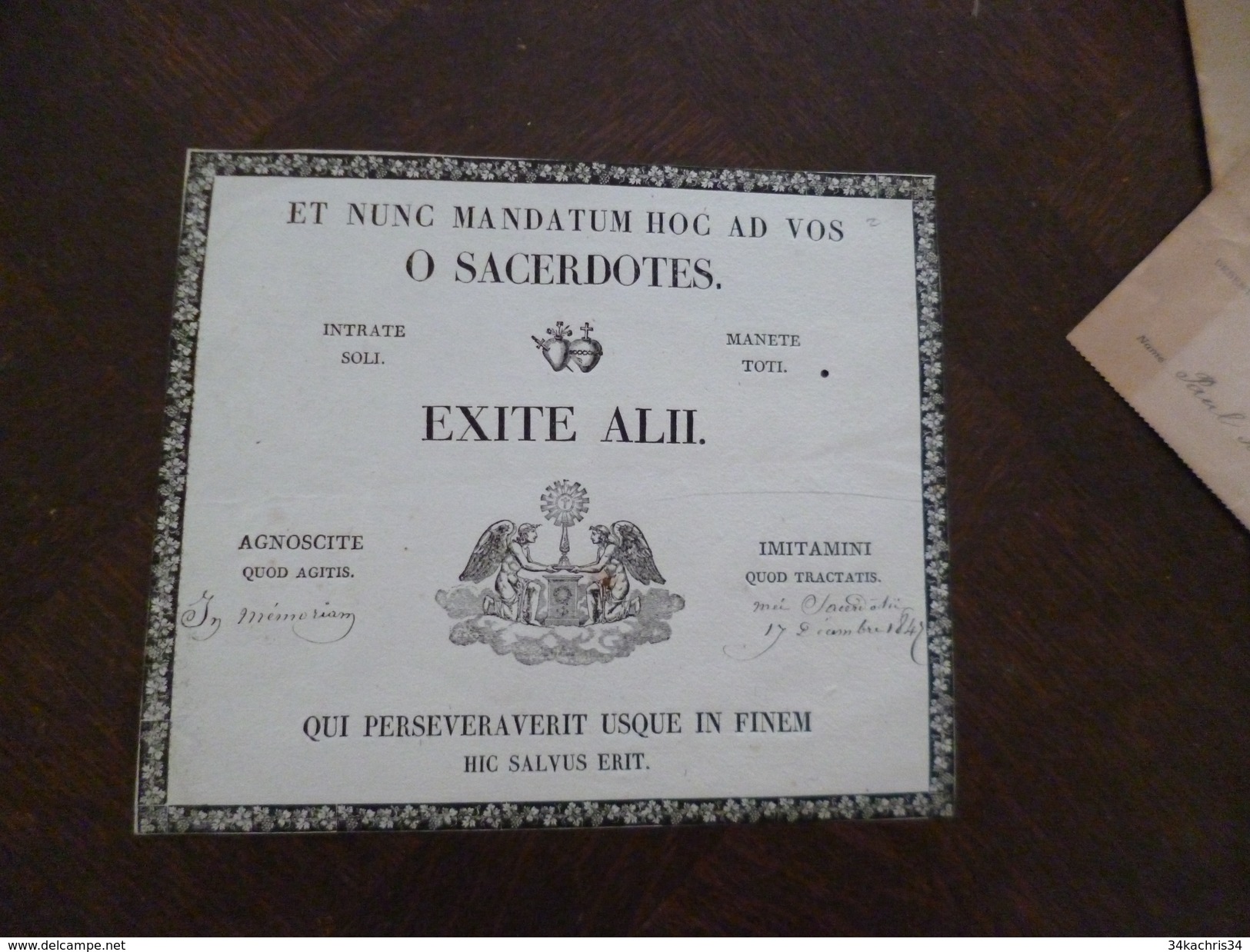 Et Nunc Mandatum Hoc Ad Vos O Sacerdotes Belle Affiche Religion 17/12/1847 Deux Vignettes Très Esthétiques. In Mémorium - Religión & Esoterismo