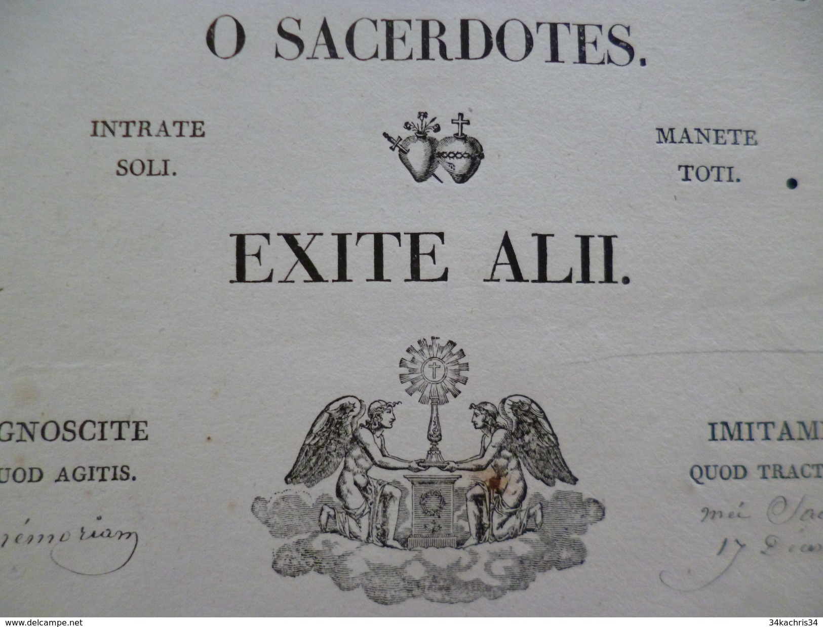 Et Nunc Mandatum Hoc Ad Vos O Sacerdotes Belle Affiche Religion 17/12/1847 Deux Vignettes Très Esthétiques. In Mémorium - Religión & Esoterismo