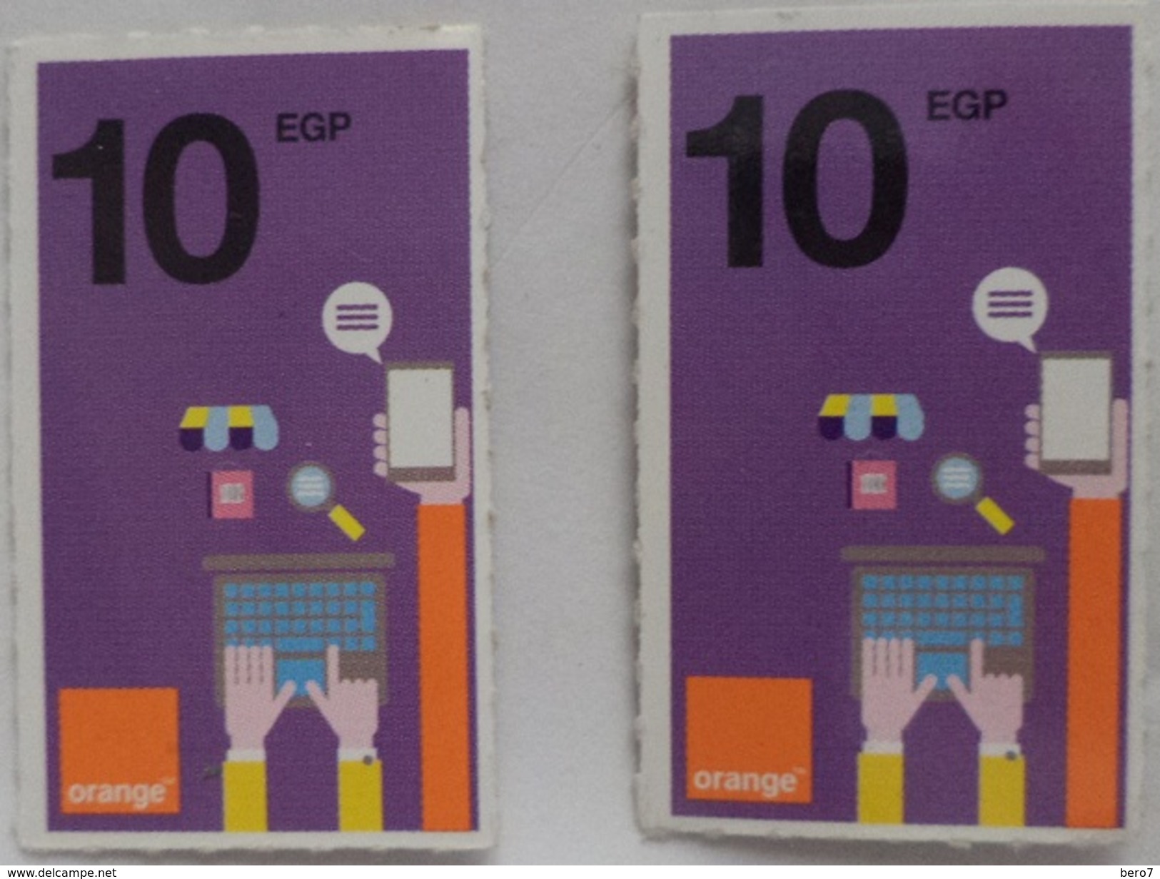 2 Consecutive Numbers (Orange Small Phone Cards) (Egypt) - Egipto