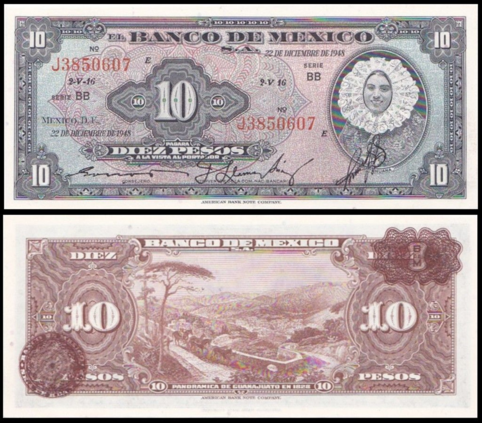 Mexico 10 PESOS 1948 P 47c UNC - Mexique