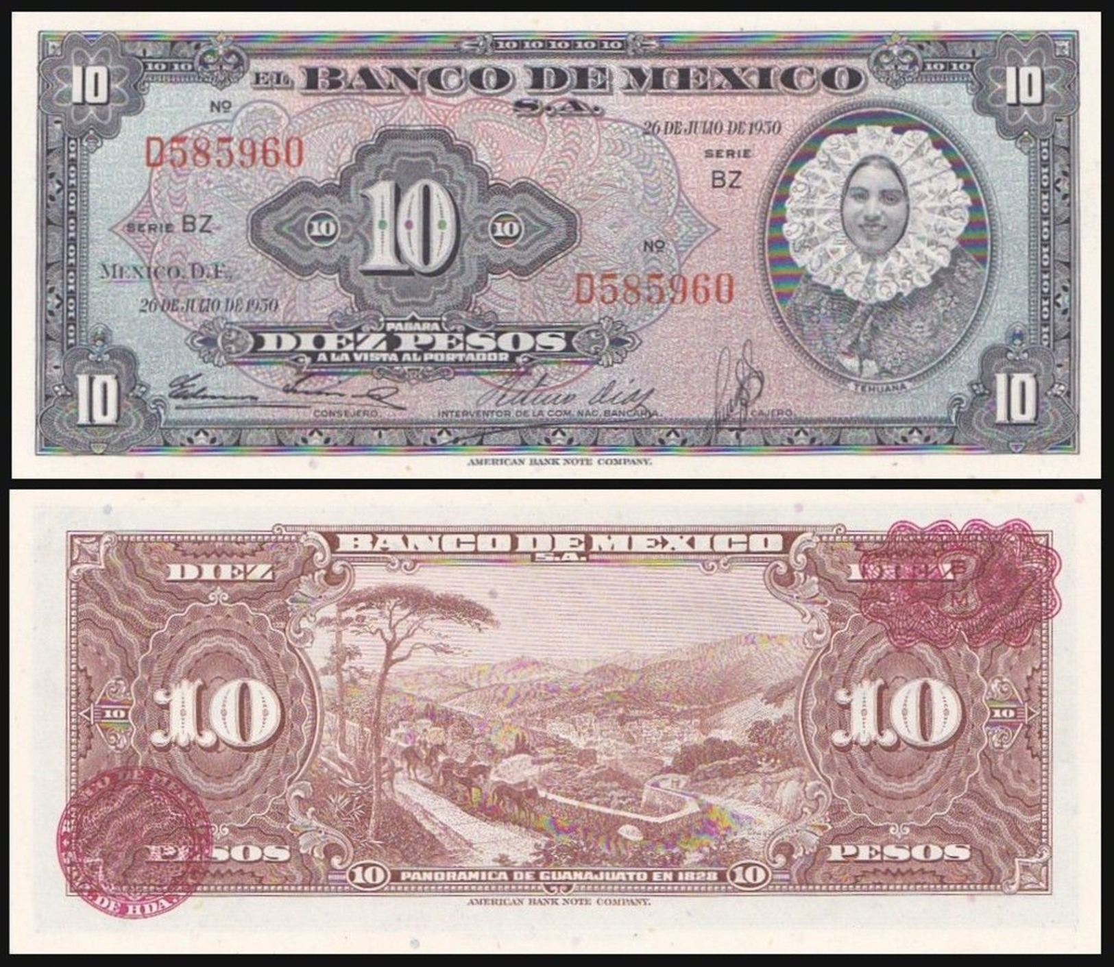 Mexico 10 PESOS 1950 P 47e UNC - Mexique