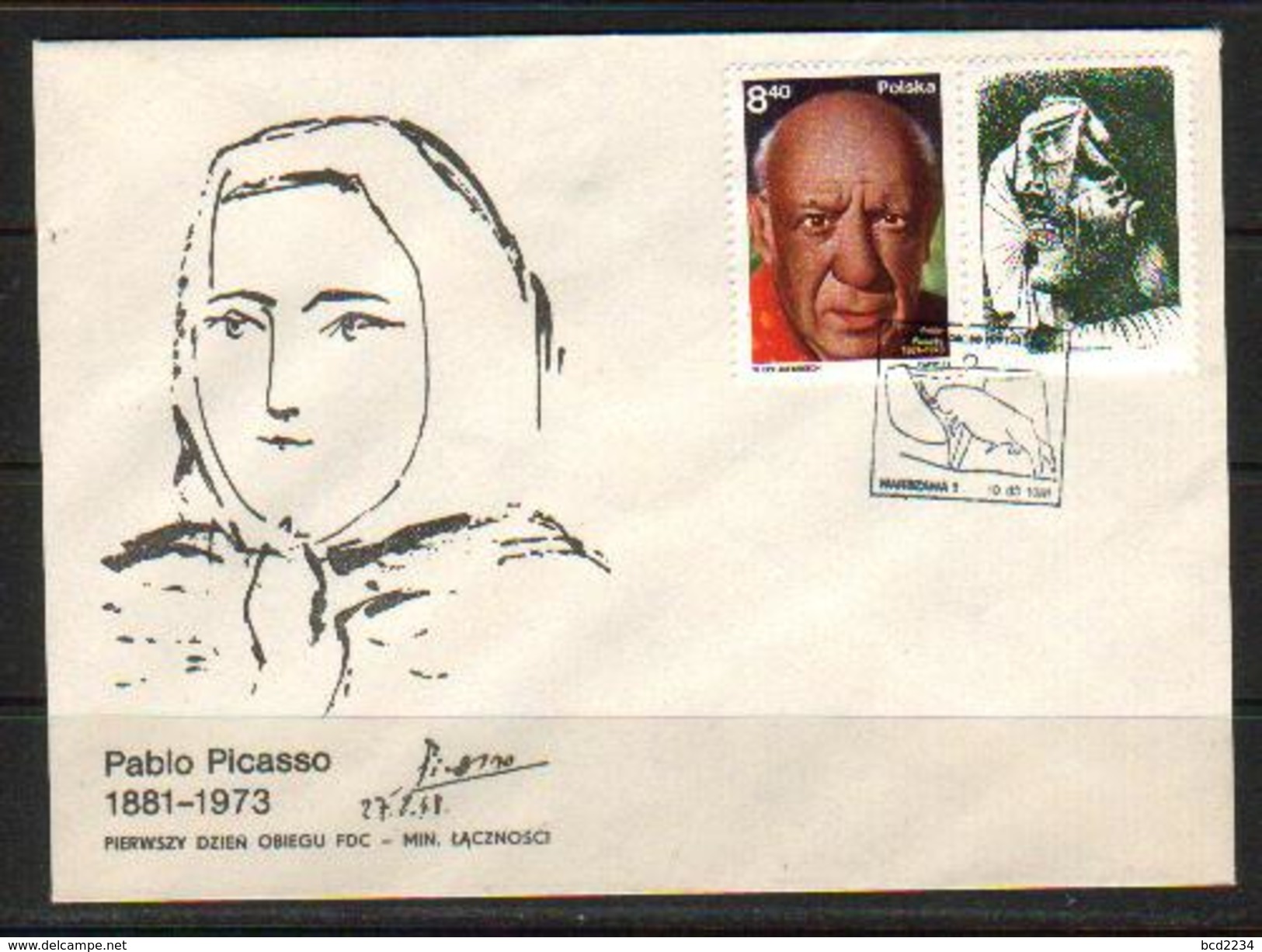 POLAND FDC 1981 PICASSO BIRTH CENTENARY Art Artists Paintings  Spain Painter Draughtsman Sculptor France Polen Pologne - 1980-1989