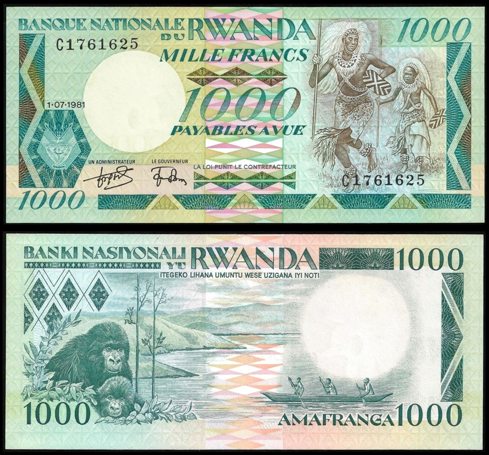 Rwanda 1000 FRANCS 1981 P 21 UNC - Rwanda