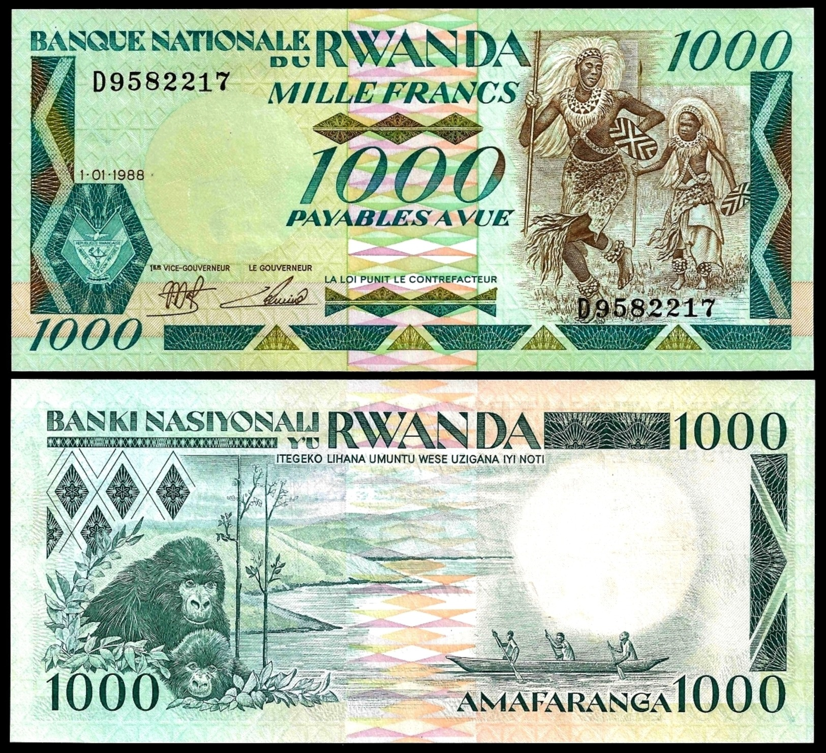 Rwanda 1000 FRANCS 1988 P 21 UNC - Rwanda