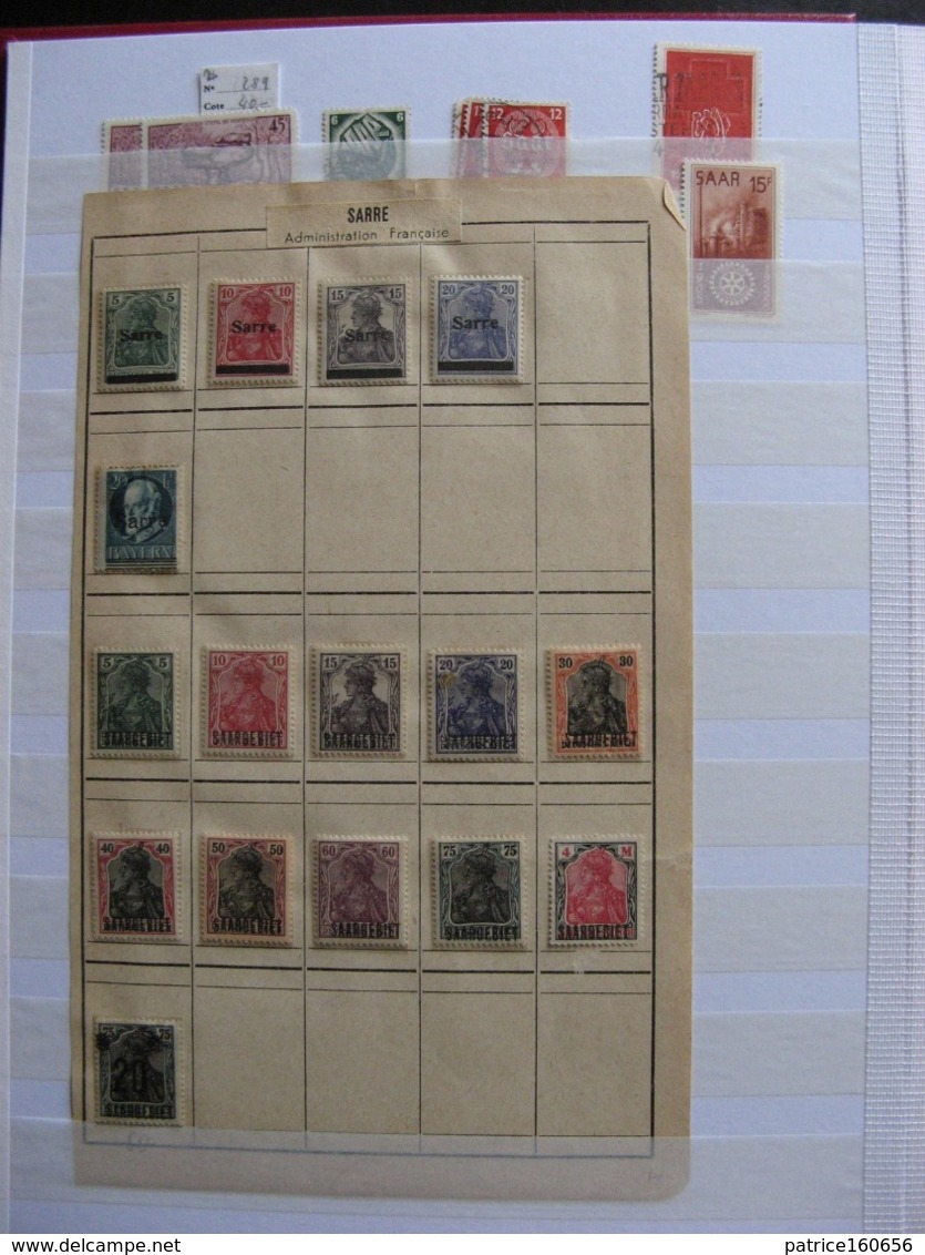 TB lot de timbres de SARRE dans un classeur ( Quelques Serbie , Slovaquie et Slovénie offerts). Neufs et oblitérés.