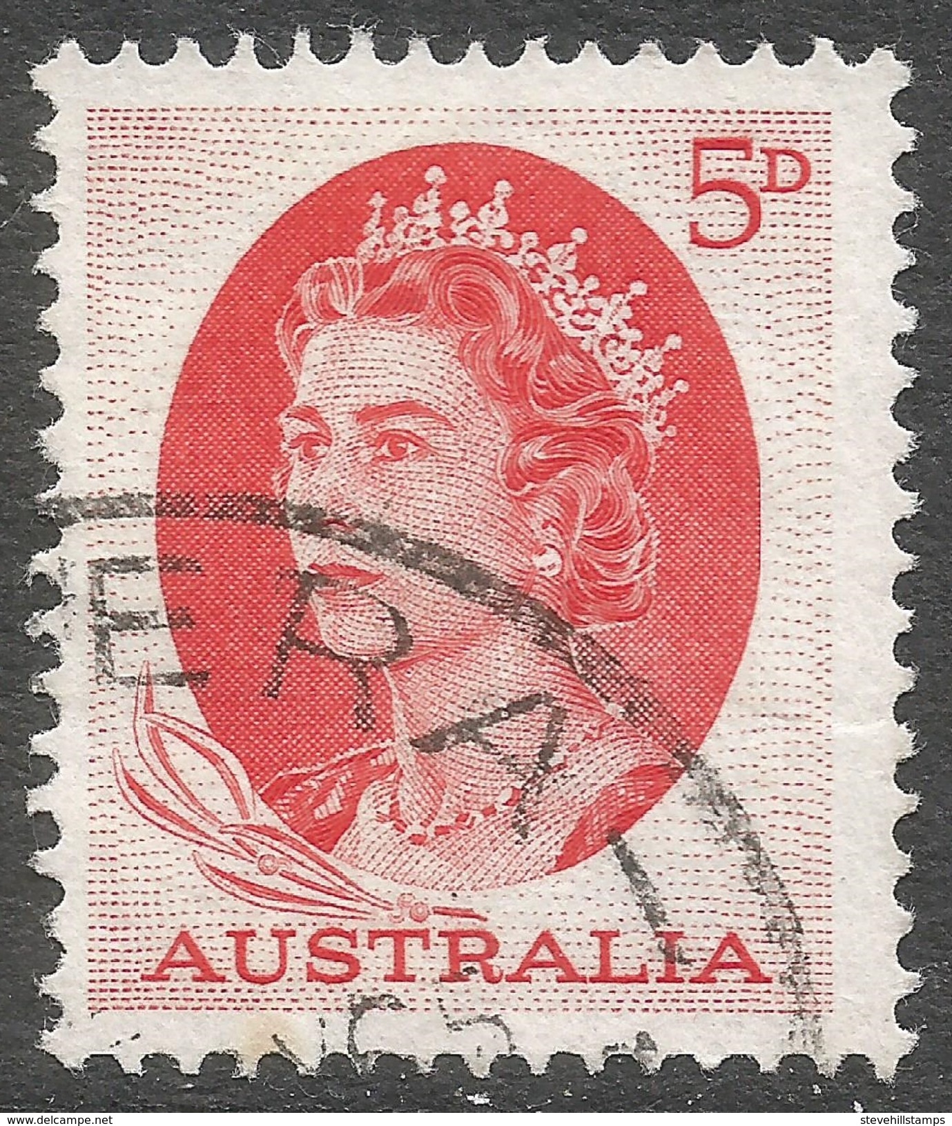 Australia. 1963-5 QEII. 5d Red Used. SG 354c - Used Stamps